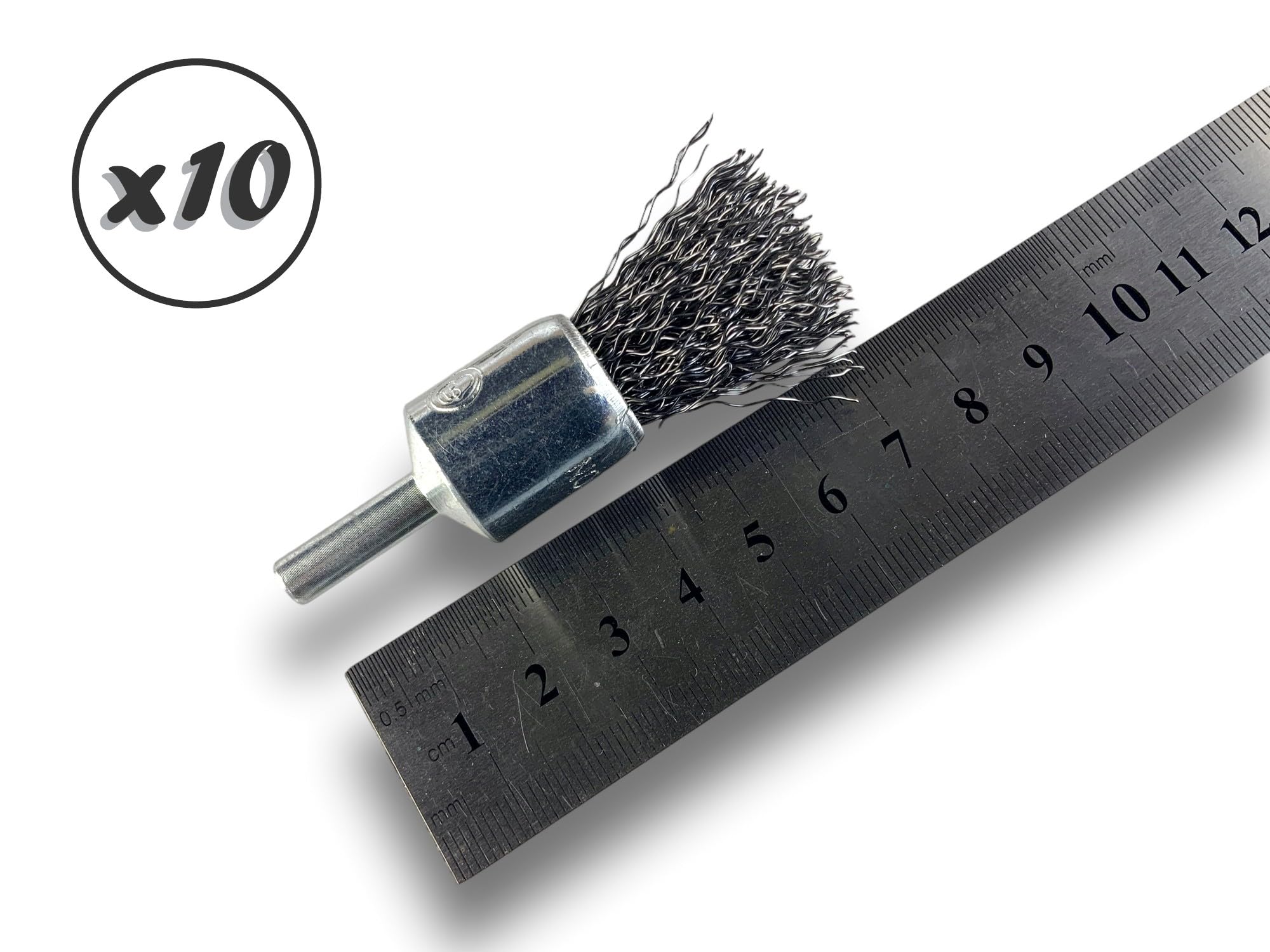 Kibros Lot 10 brosses en bout pinceau tige Ø 6 mm fil acier dur Ø 18 mm