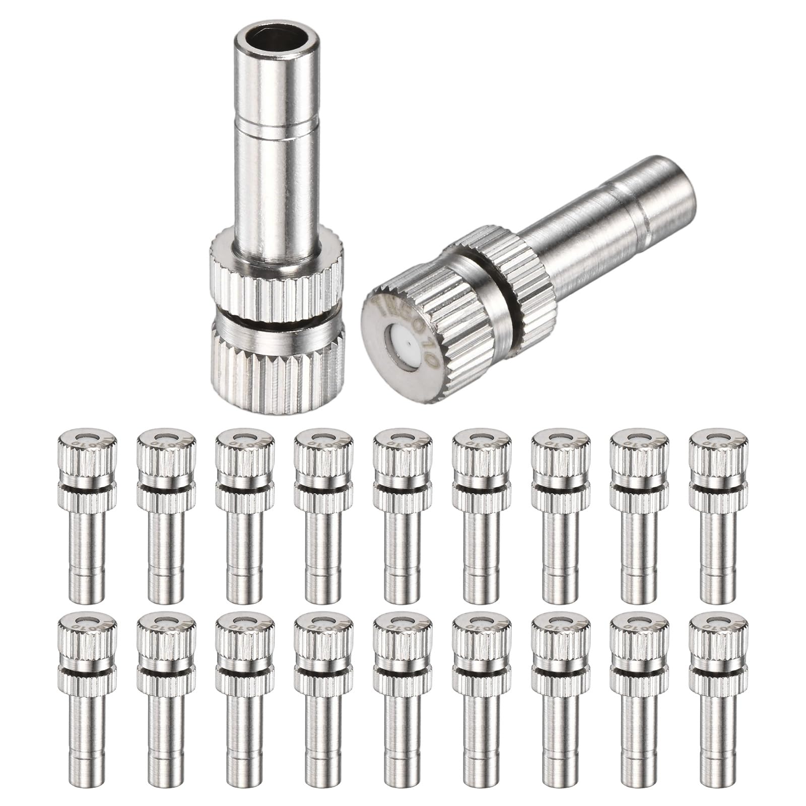M METERXITY 20-Pack Brass Misting Nozzles, 0.02"/0.5mm Orifice Mister Replacement Heads for Outdoor Cooling System/Landscaping/Humidification/Greenhouse, 6mm Low-Pressure Fog Sprayer Nozzle