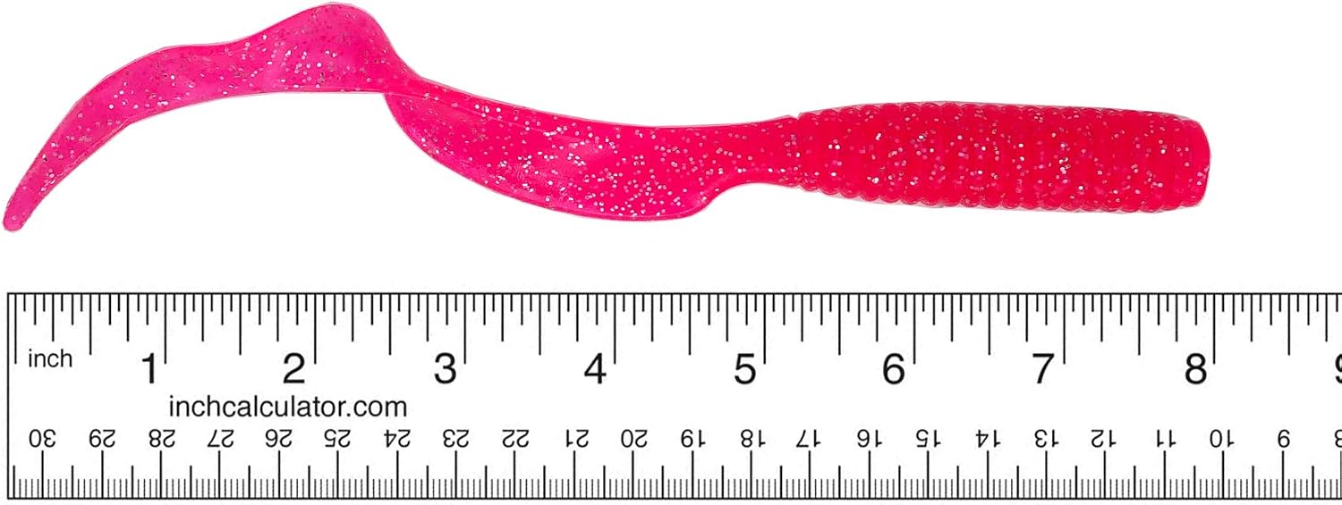 5" Big & N Grubs, 4 Packs (3 Pcs/Pack) Pink for Casting or Jigging, Curly Tail Action, Ideal for Largemouth Bass, Walleye & Big Game Fish