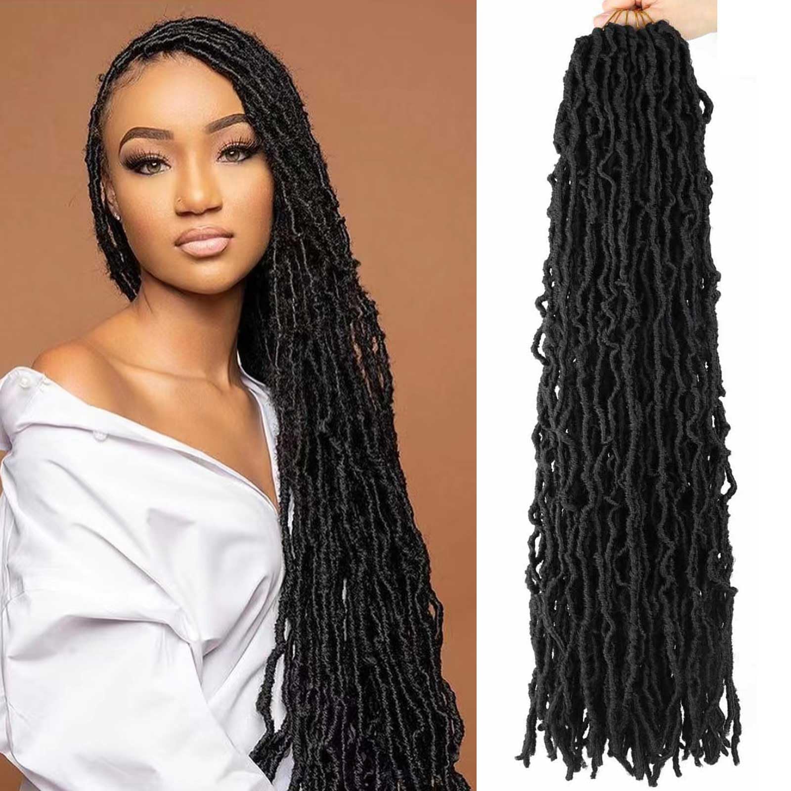 8 Packs Soft Locs Crochet Hair 26 Inch Faux Locs Crochet Braids Hair for Butterfly Locs Distressed Locs Crochet Hair for Black Women (1B, 26 Inch(Pack