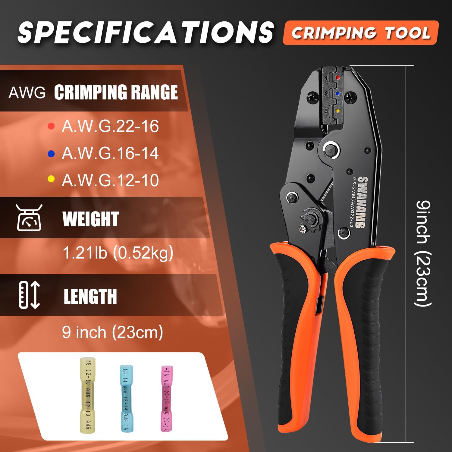 Crimping Tool Ratcheting Wire Crimper With 340PCS Heat Shrink Butt Connectors Suitable for AWG 22-10