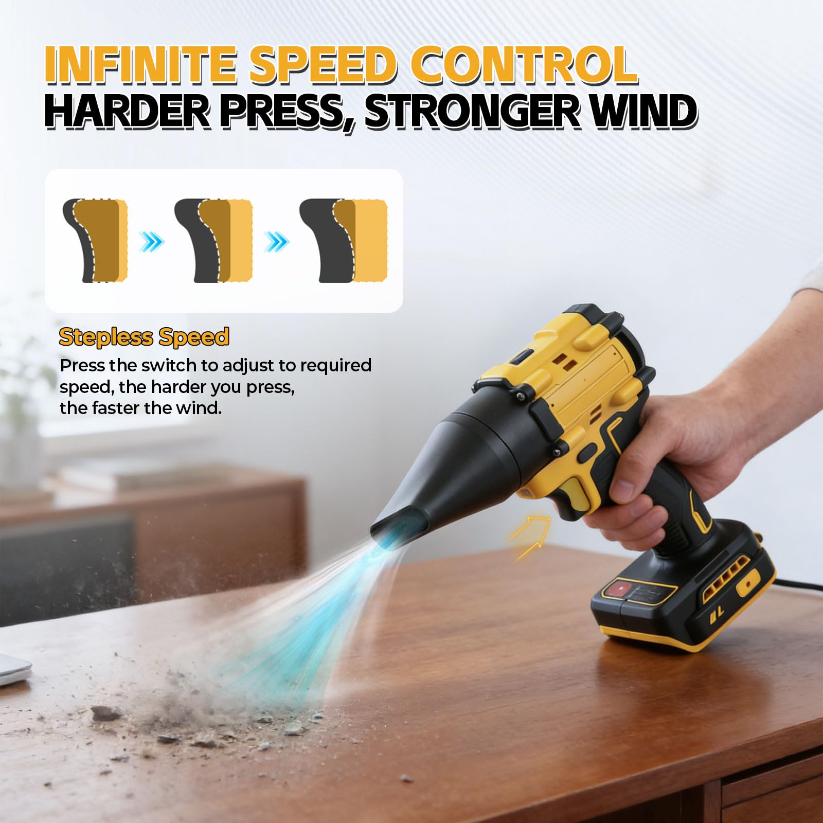 Soplador y aspiradora inalámbricos 2 en 1 compatibles batería Dewalt 18V, soplador aire sin escobillas 150 W/aspiradora aire comprimido con 5 boquillas para automóviles talleres teclados (sin batería)