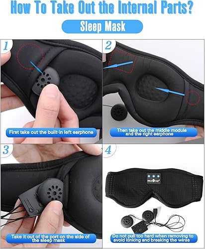 Miniatura 8 de MUSICOZY Auriculares para dormir con diadema Bluetooth y kit de módulo Bluetooth 5.2 con altavoces y cable de carga