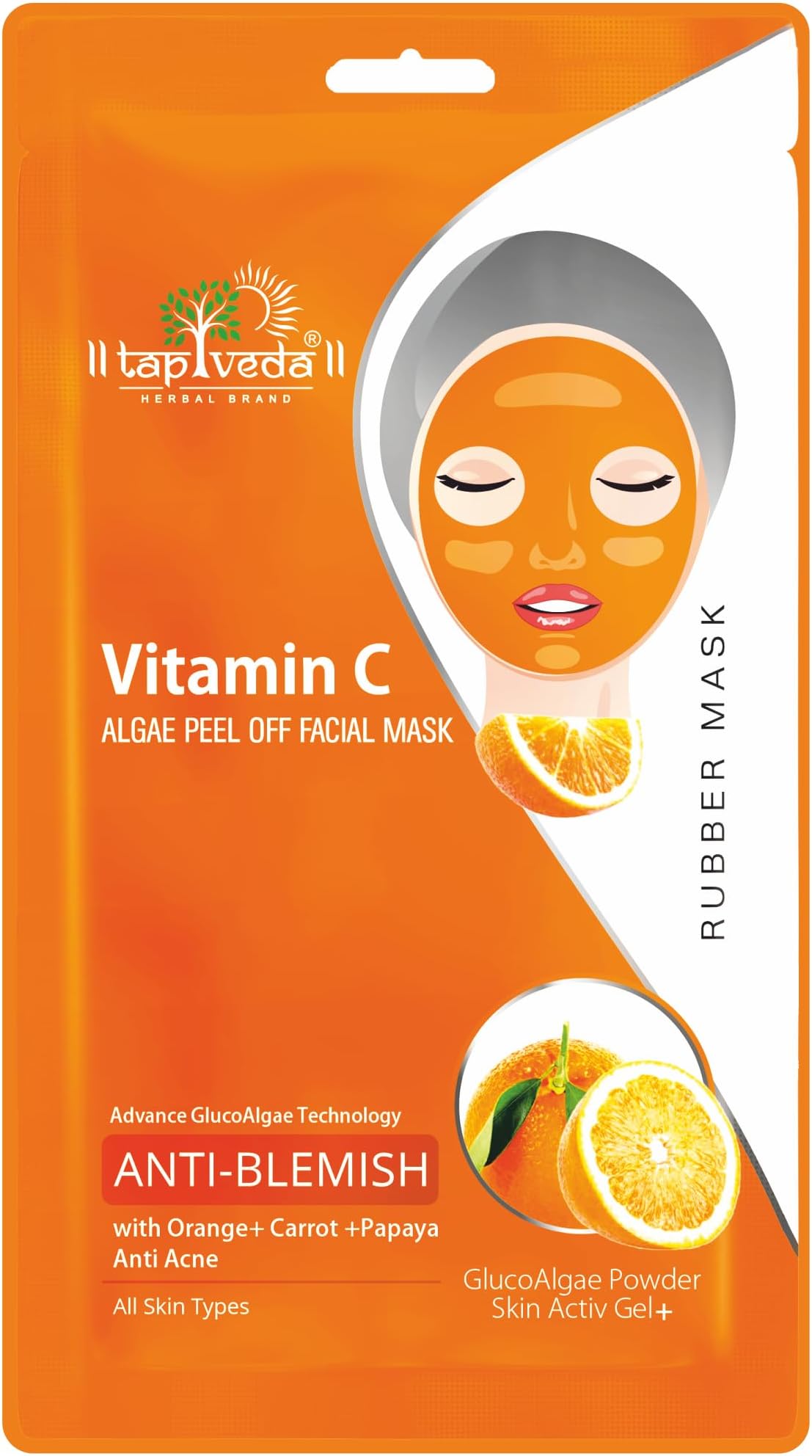 Vitamin C Algae Peel Off Mask For Improves Skin Moisturization (90g) | Firmness & Elasticity | Face Mask With Orange & Carrot | For All Skin Type