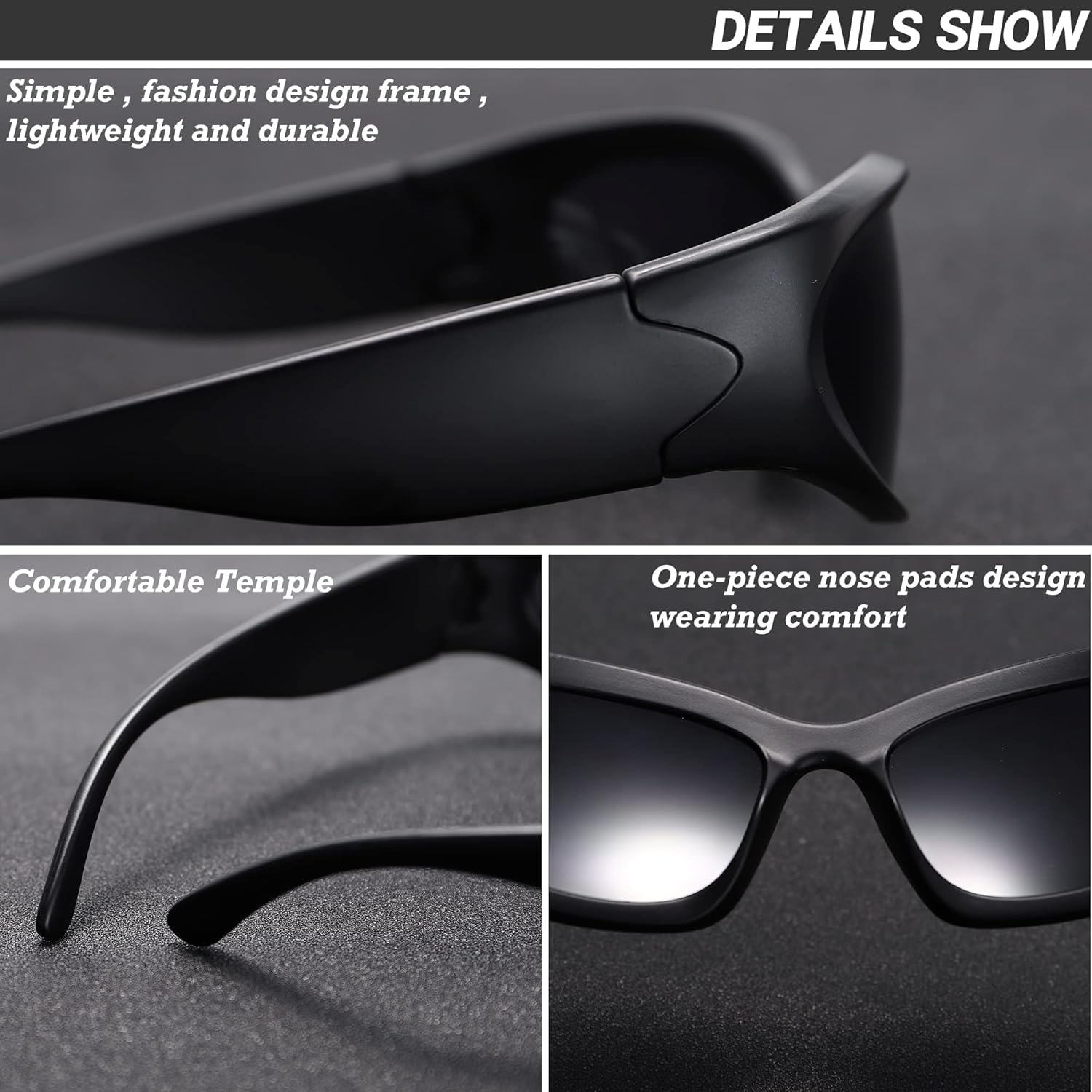 GUVIVI Wrap Around Fashion Sunglasses for Men Women 2 Pack