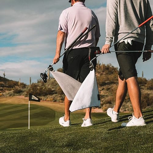 Miniatura 4 de STICKIT The Original - Toalla de golf magnética, color blanco, paquete de 2, toalla de golf de microfibra de primer nivel con bolsillos profundos de
