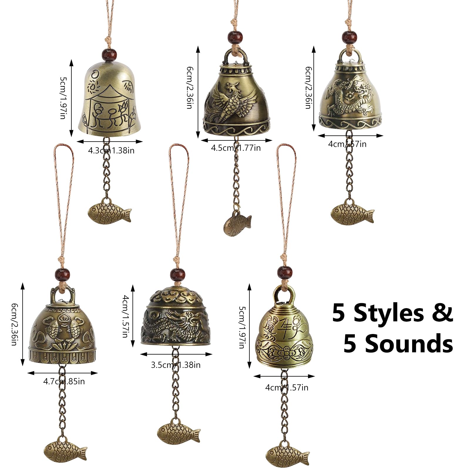 Campane Feng Shui, 6 Pezzi di Campane Feng Shui, Campanula Feng Shui, Campanella di Benedizione, Campanile per Appendere Fortuna e Benedizione nel Giardino di Casa