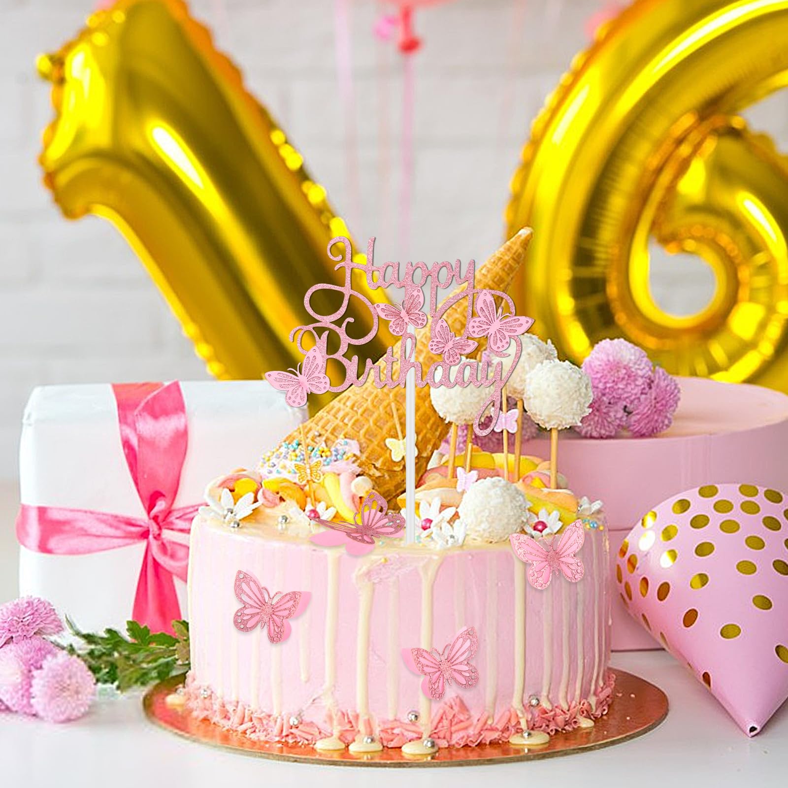 Lot 30 Papillons 3D Double Cristal Rose Foncé - Décorations Cupcakes, Gâteaux Mariage Anniversaire Baby Shower