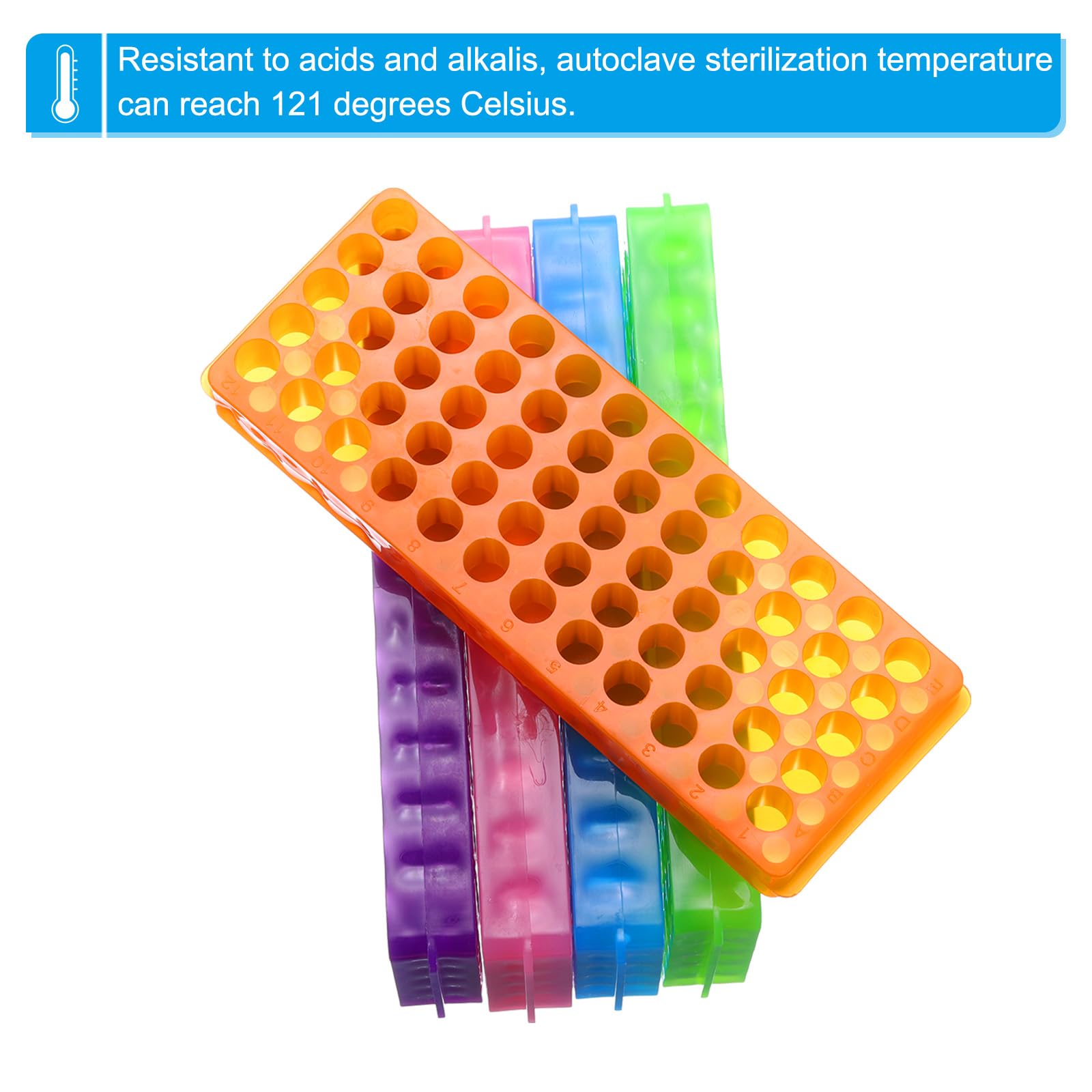 PATIKIL Porta Provette Da 60 Pozzi 1 Pezzo Porta Vial Doppio Pannello Supporto Per Provette Da Centrifuga 0.2/0.5/1.5/2ml Blu