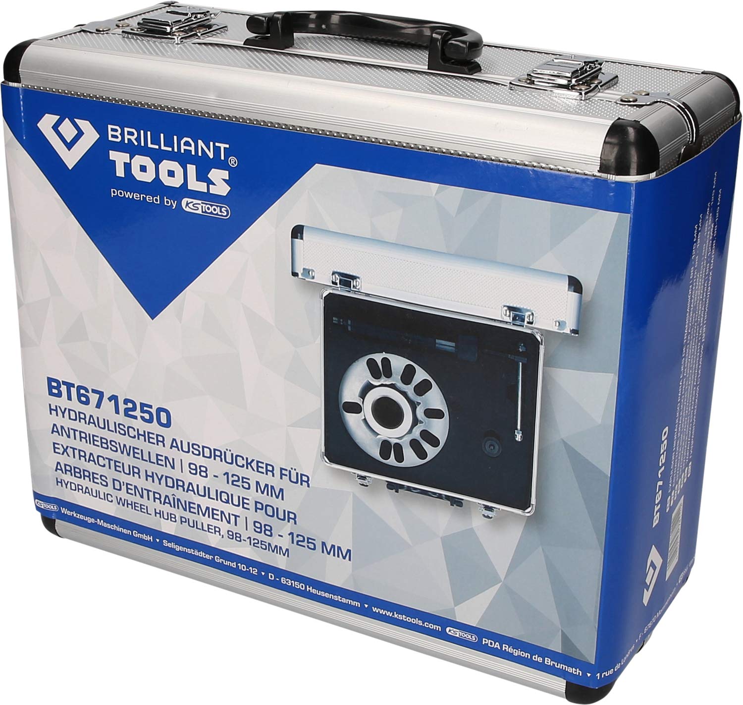BRILLIANT TOOLS BT671250 Extracteur hydraulique pour moyeux, 98 mm - 12,5 cm [Powered by KS TOOLS]