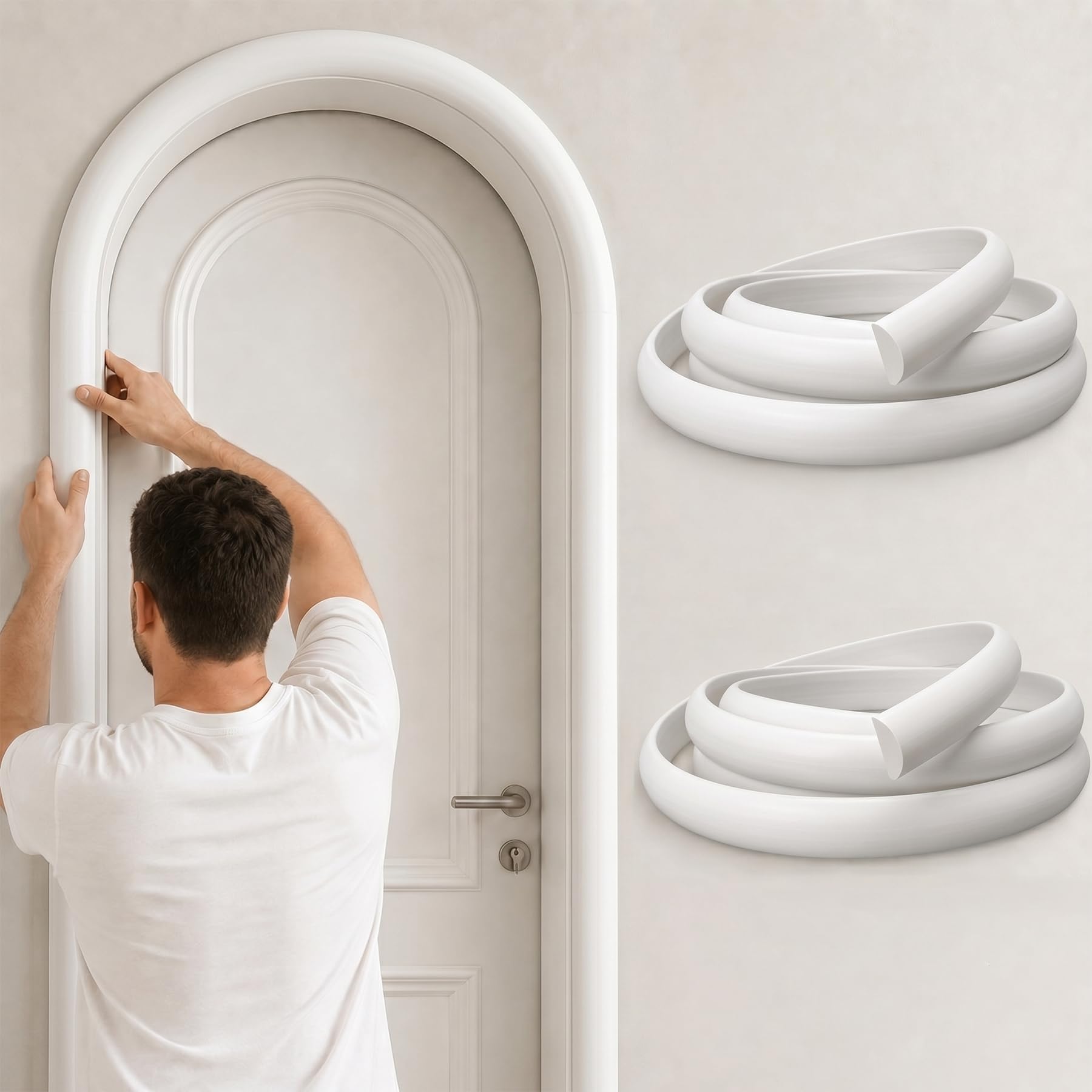CBBEONRN Flexible Wall Molding Trim PVC Decorative Half Round Strip for Home Wall Corner Edge Decoration Paintable Architectural Molding for Interior Renovations W 3cm, L 7m