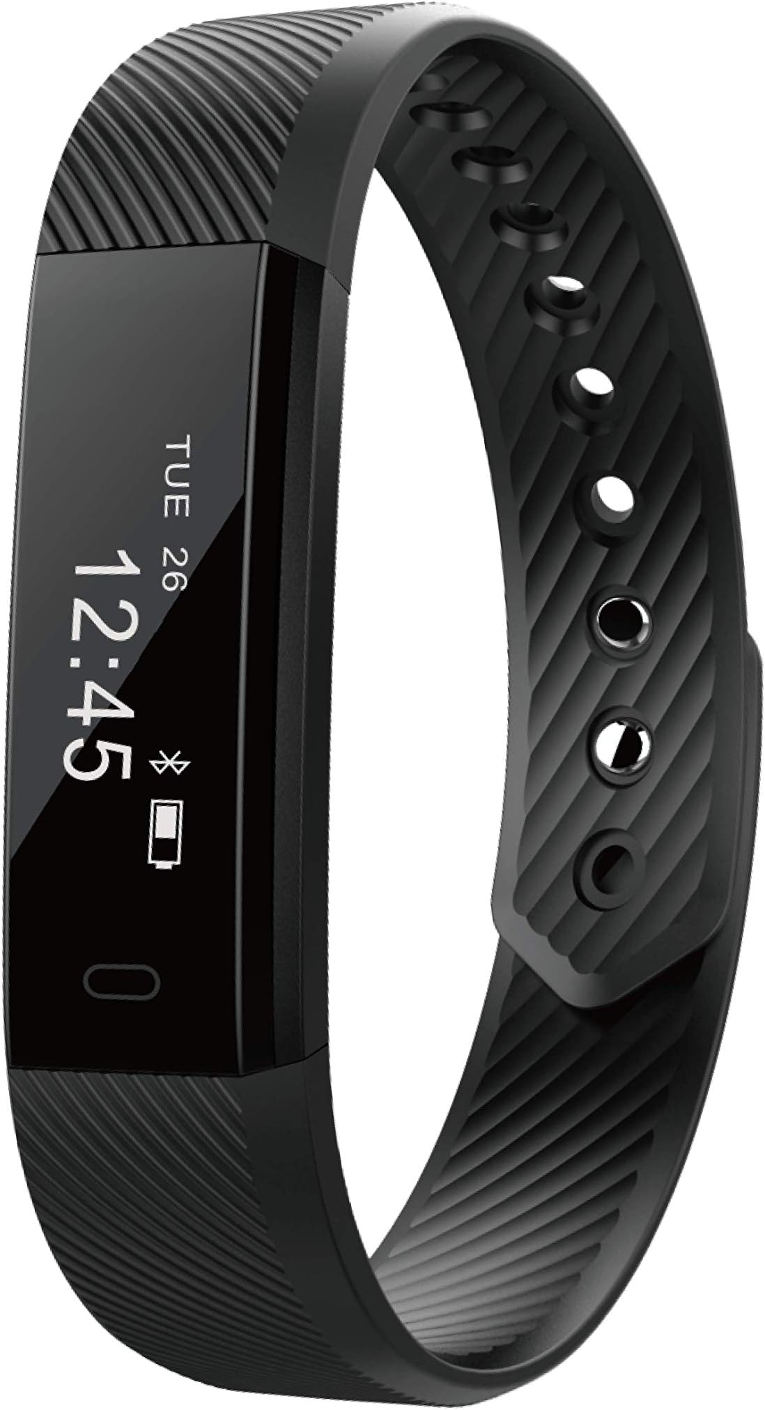 Fitband, Smart Band with Step Tracker, Activity Tracker, Calorie Counter, Pedometer, Sleep Monitor, Call Notification Push for iOS and Android Smartphone (Black)