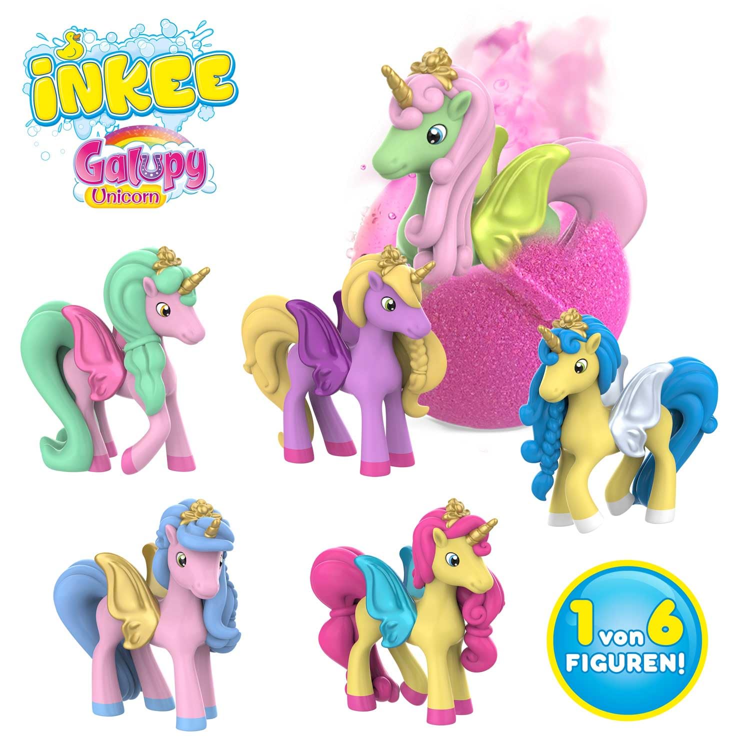 INKEE Bomba De Baño con Sorpresa De Galupy Unicorn, Bomba de Baño para Niñas con figura 3D de Unicornio, Aroma a Caramelo