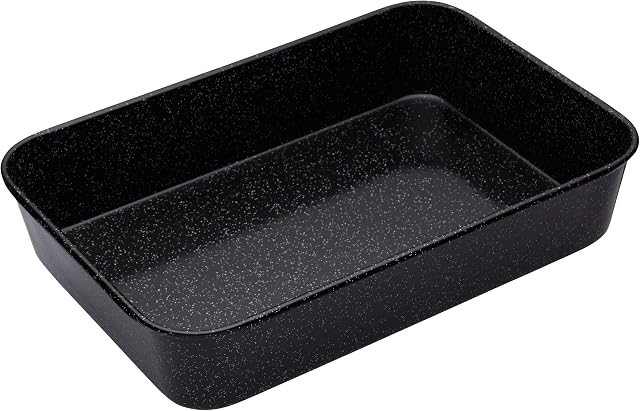 MasterClass MCVITHB1 Vitreous Enamel Roasting Tin, Induction Safe 1mm Steel with Scratch Resistant Coating, Large (40 x 28 cm), Black