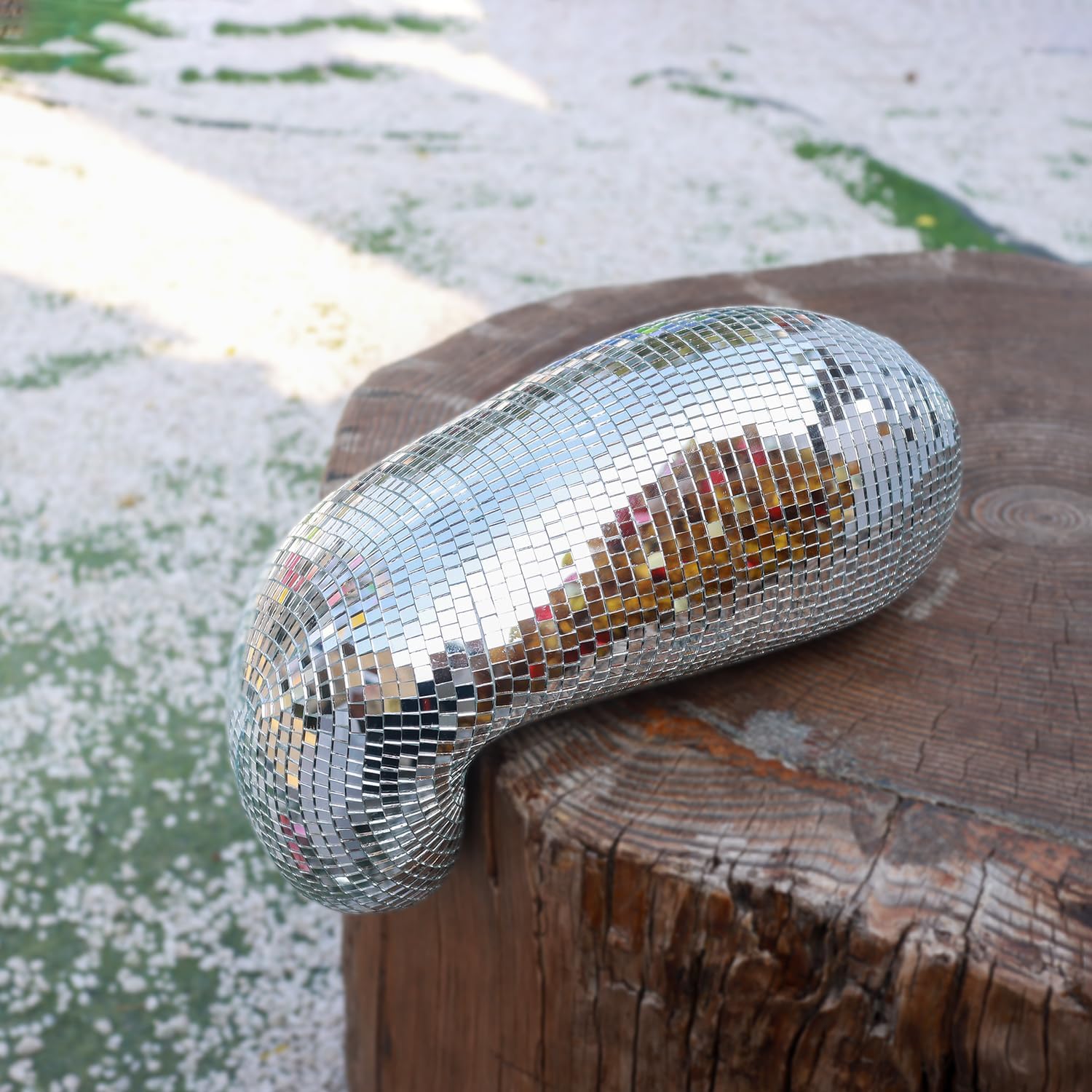 Melted Disco Ball Decor, Mirror Ball Home Decor, Aesthetic Room Decor with Funky & Unique Style, Maximalist Decor for Office, Bedroom,Modern Home Decor Living Room (Silver, Medium)