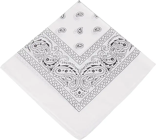 Pack de 6 ou 12 Bandanas Blancs en Coton avec Motif Paisley Original | Couleur au Choix