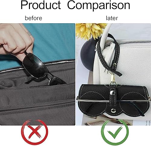 Miniatura 4 de Bolsa de cuero suave para gafas de sol, bolsa de cuero suave para gafas de sol con correa para la muñeca, estuche portátil para gafas de sol