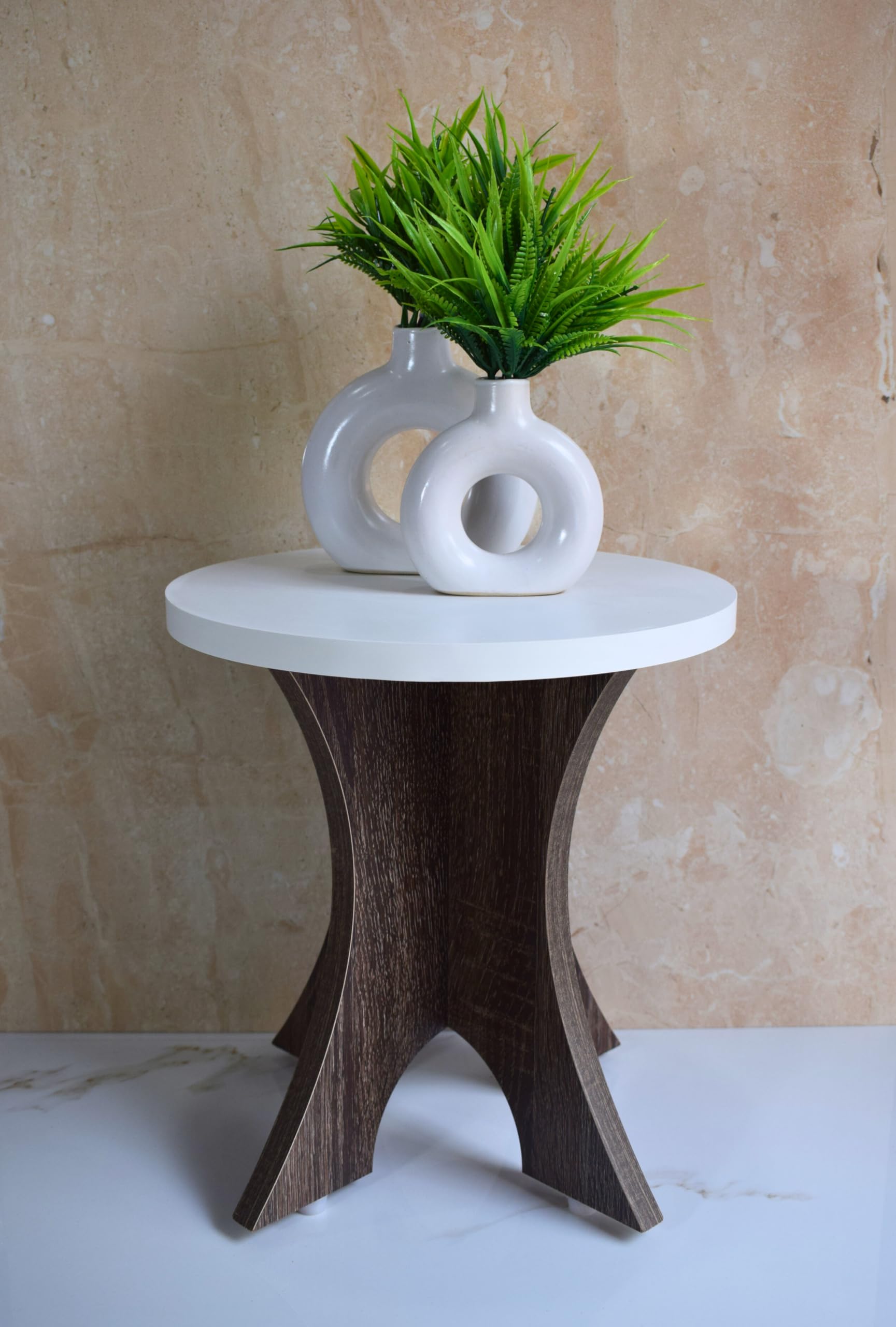 Beautiful Wooden Side Table/End Table/Plant Stand/Tea Table/Stool Living Room Furniture Round Shape (Dark Brown - 12 Inch)