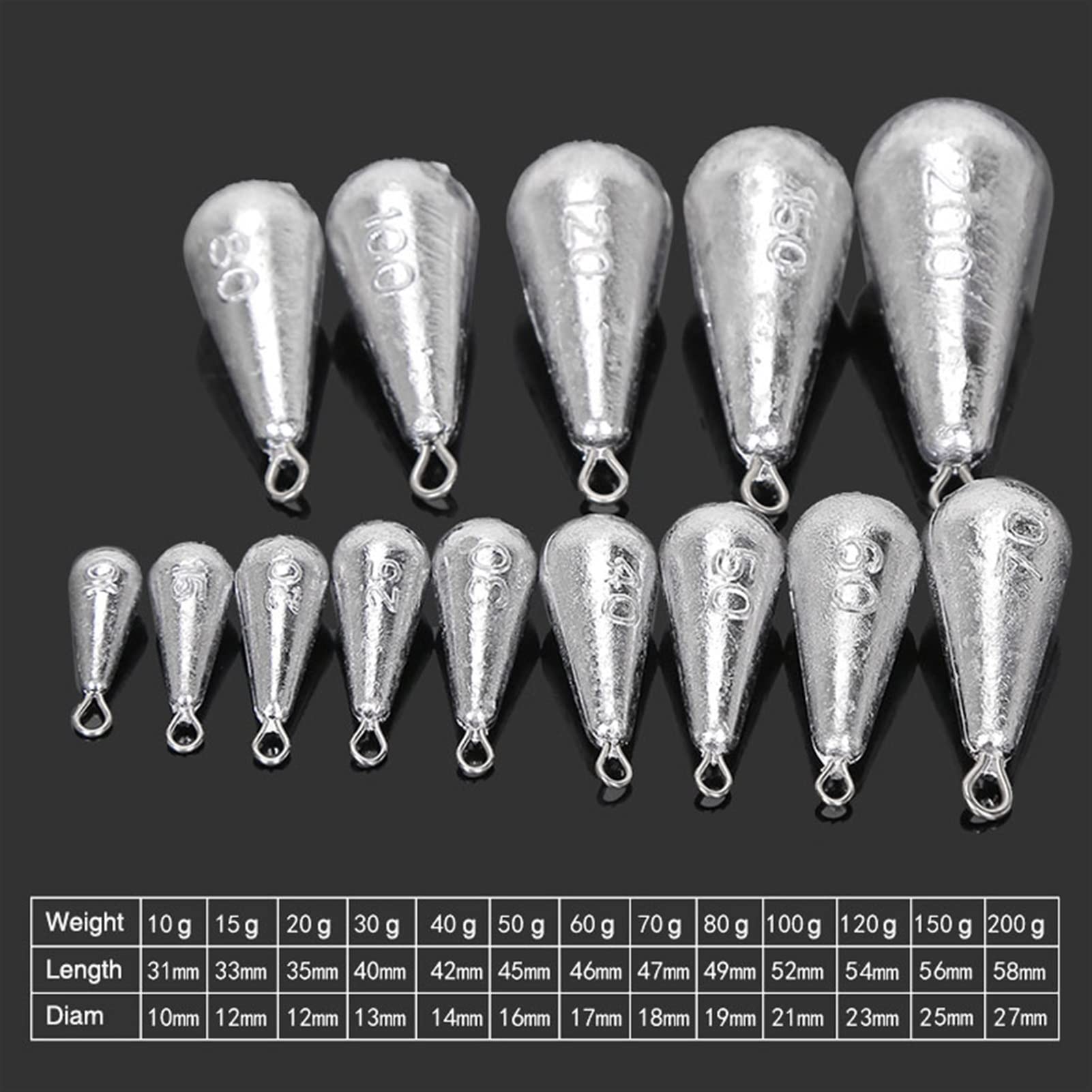 66 Plombs De Pêche En Forme De Goutte - 10 Tailles De 2g à 40g - Avec émerillon Rotatif Et Boîte Rangement - Pour Pêche Mer, Carpe, Casting