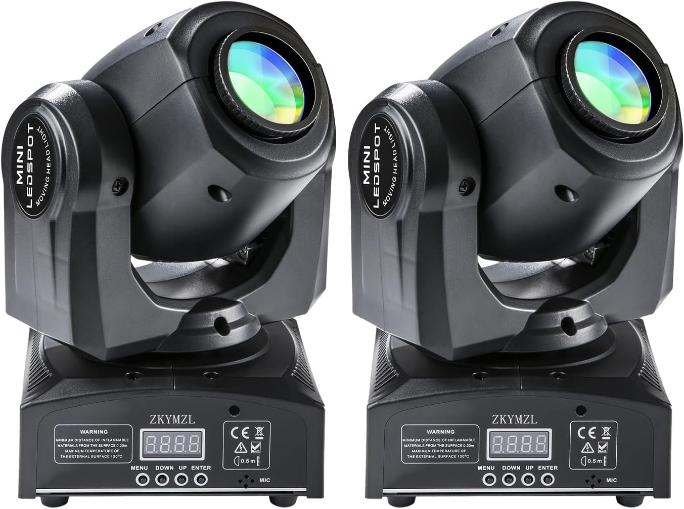 ZKYMZL 2 PCS 30W LED Stage Lighting with DMX512 & Sound Control – 15 Colors, 8 Gobos, Moving Head DJ Lights for Parties, Nightclub, Wedding, Church, Events…
