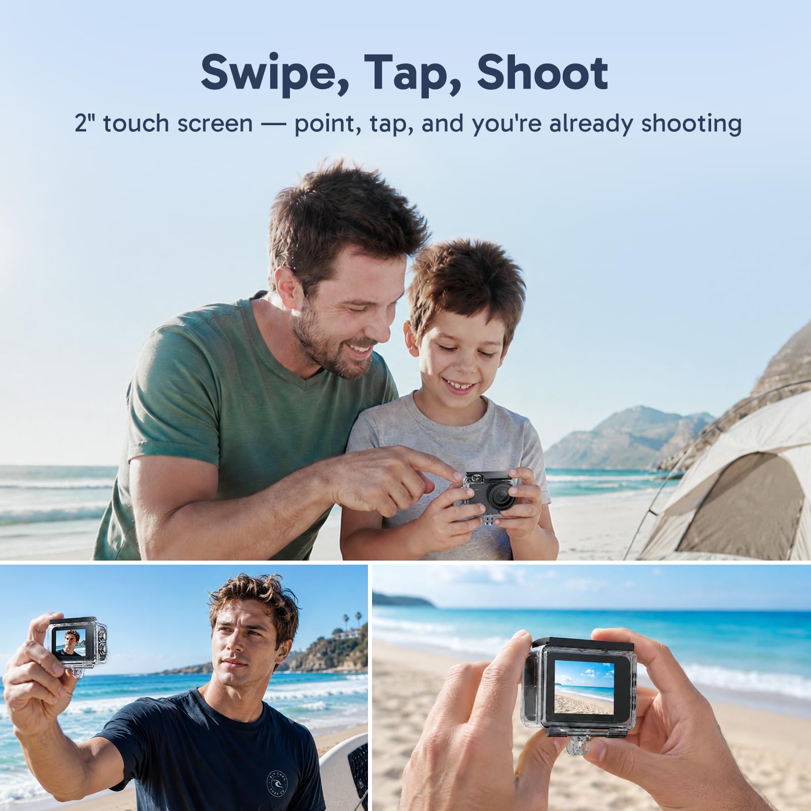 AKASO V50 X Caméra Sport Kit de Poignée Flottant- Comprend 20MP Camera Sport 4K Etanche 30FPS avec Poignée Flottant pour Action Camera Sportive, Sac de Rangement, 2 Batteries et Plus
