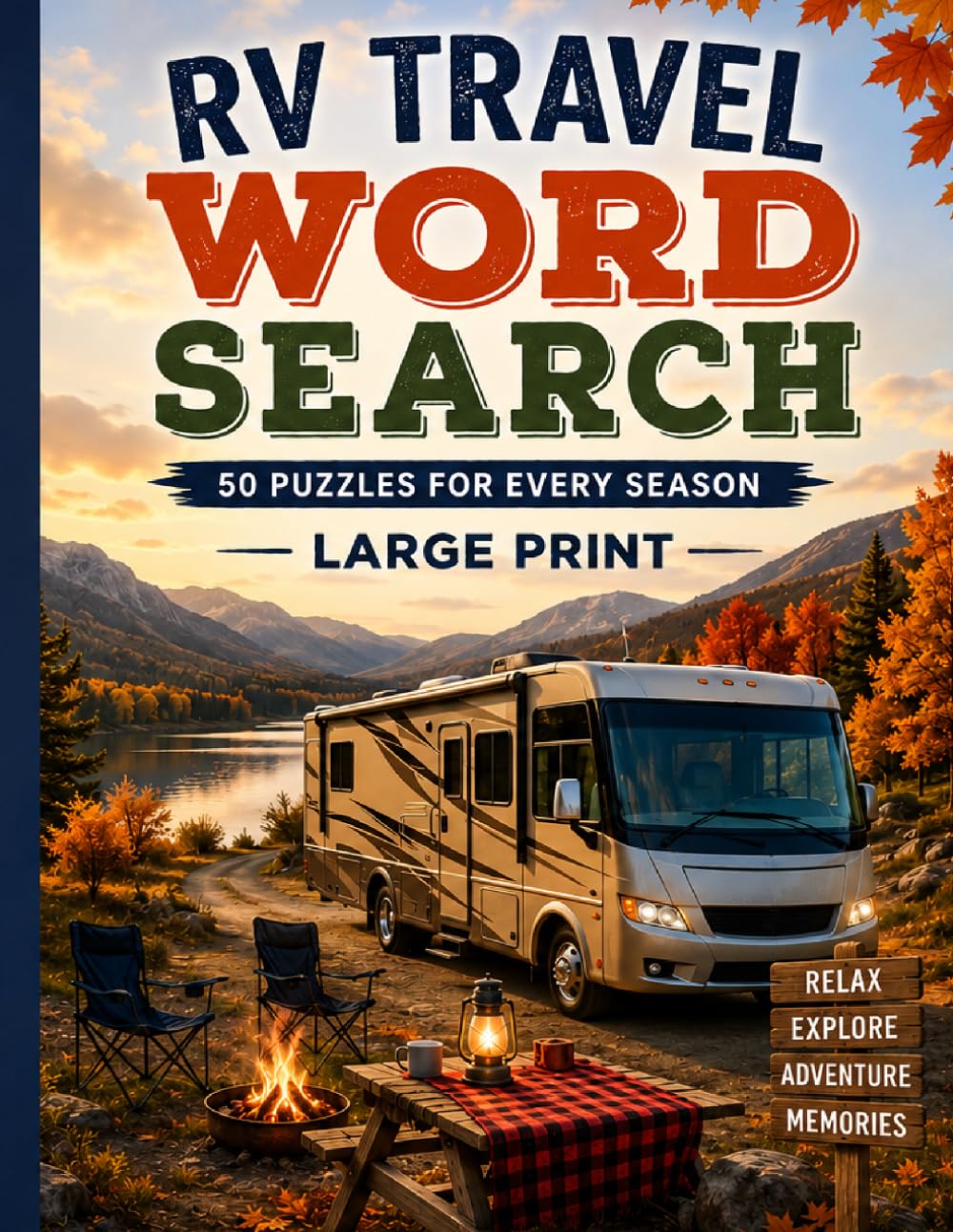 RV Travel Word Search for Adults & Seniors: 50 Large Print Puzzles for RV Enthusiasts | Campgrounds, Road Trips, National Parks, Hiking, Camping, and Scenic Adventures