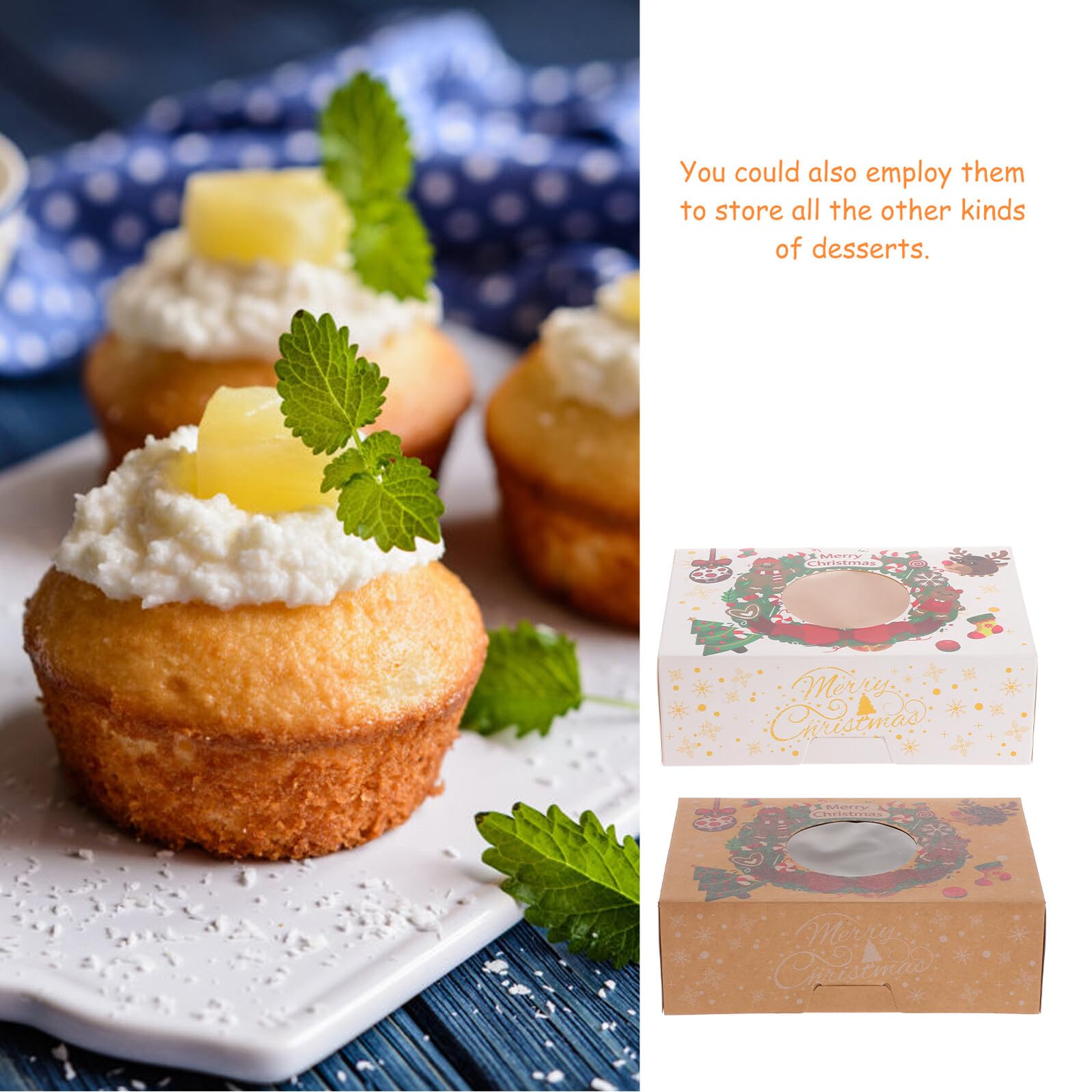 GLEAVI 12pezzi Scatole per Torte Natalizie Scatole per Dessert per Biscotti Natalizi Contenitori per Alimenti per Prodotti da Forno Organizer per Dolci Natalizi