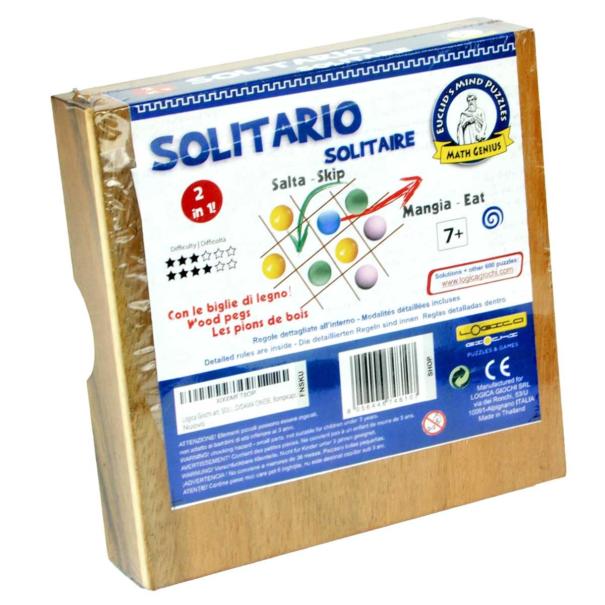 LOGICA GIOCHI Art. Solitario/Dama Cinese - Rompicapo in Legno Strategico-Matematico - 2 Giochi Strategici in 1 - Scatola Richiudibile - Serie Euclide