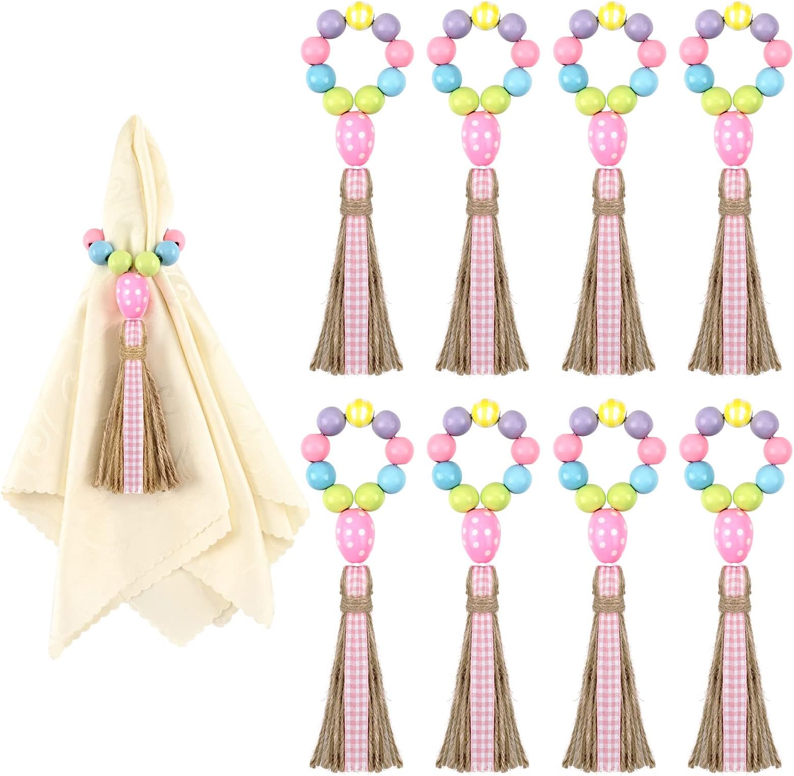 Domensi 12 Pcs Easter Napkin Rings Easter Bunny Farmhouse