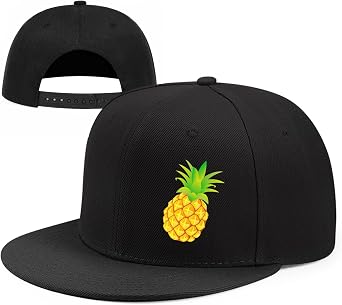 Pineapple Hat Flat Bill Baseball Hats for Men Fashion Black Baseball Cap for Women Adjustable Flat Brim Trucker Hat
