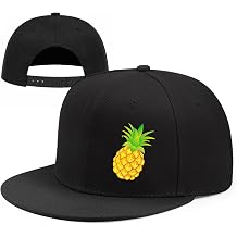 Pineapple Hat Flat Bill Baseball Hats for Men Fashion Black Baseball Cap for Women Adjustable Flat Brim Trucker Hat