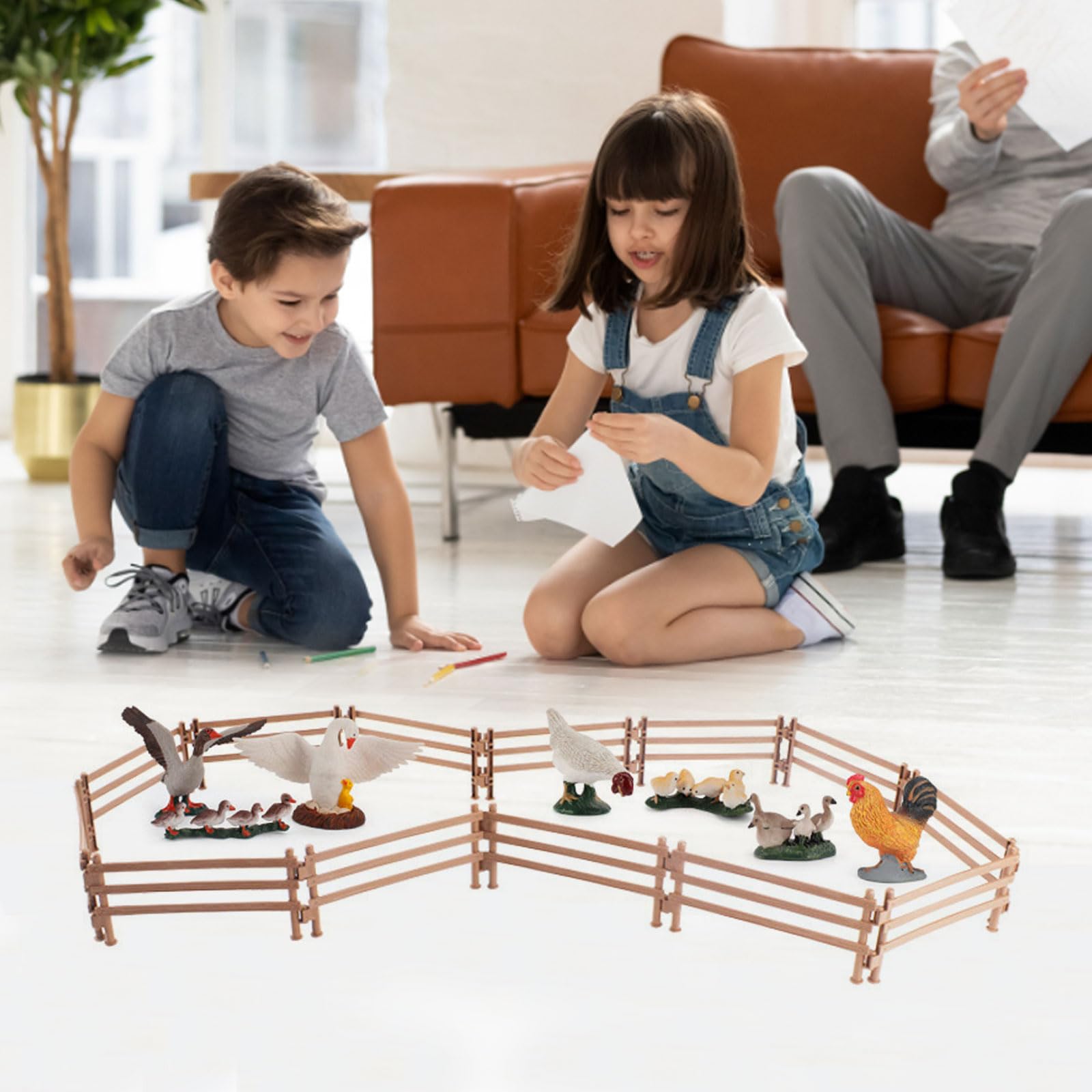 Leonshco – 40 Clôtures De Ferme Pour Chevaux + 4 Guirlandes LED – Jouet De Construction Modulaire – Déco Scène Miniature