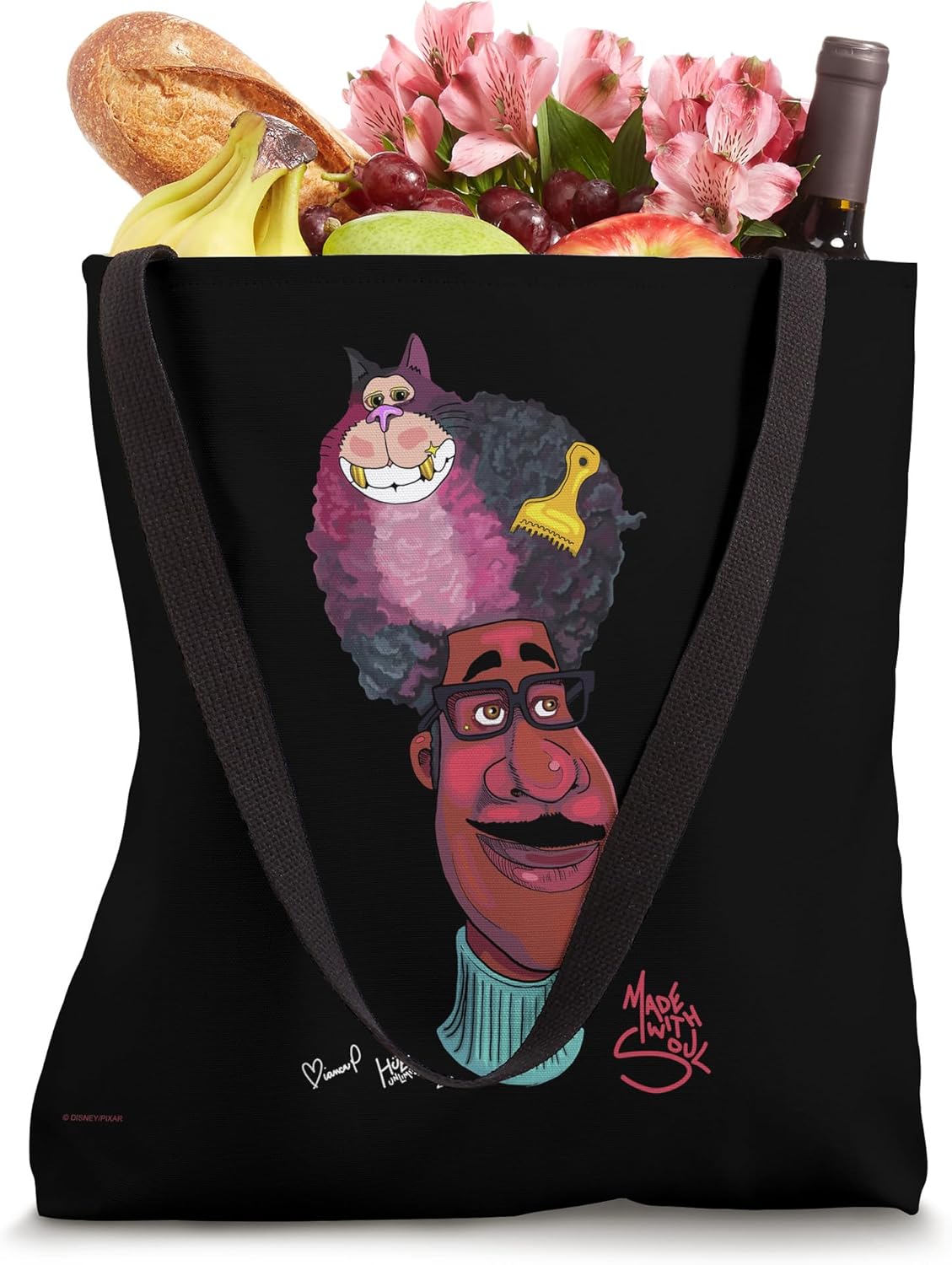 Disney Pixar SOUL ‘Joe & His Fro’ by Bianca Pastel & HUE Tote Bag