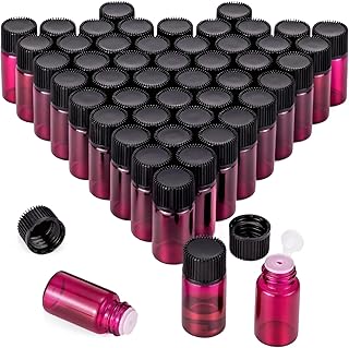 Unxuey,Paquete de 50 botellas de cristal de 3 ml, portables, color rosa y rojo, productos químicos de laboratorio, muestras de loción