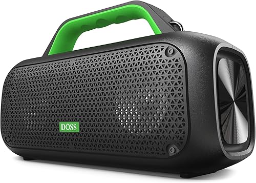 DOSS Extreme Boom - Altavoz Bluetooth para exteriores con sonido potente de 60 W, graves profundos, tiempo de reproducción de 30 horas, USB-C,