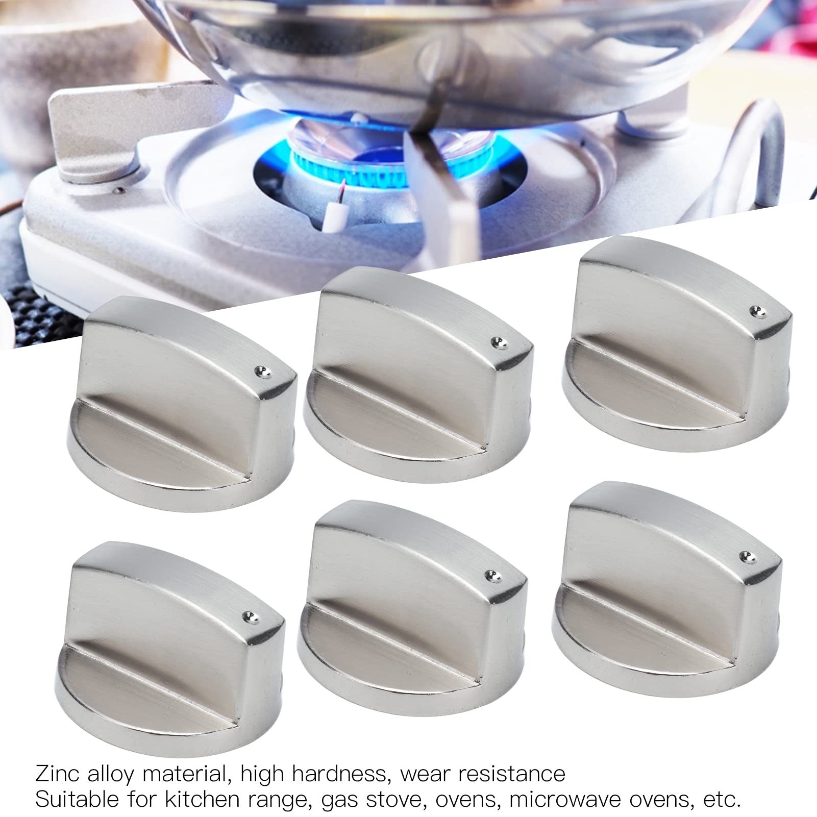 5 Boutons De Cuisinière Gaz En Alliage Zinc - Diamètre Trou 8mm, Universel, Design Moderne