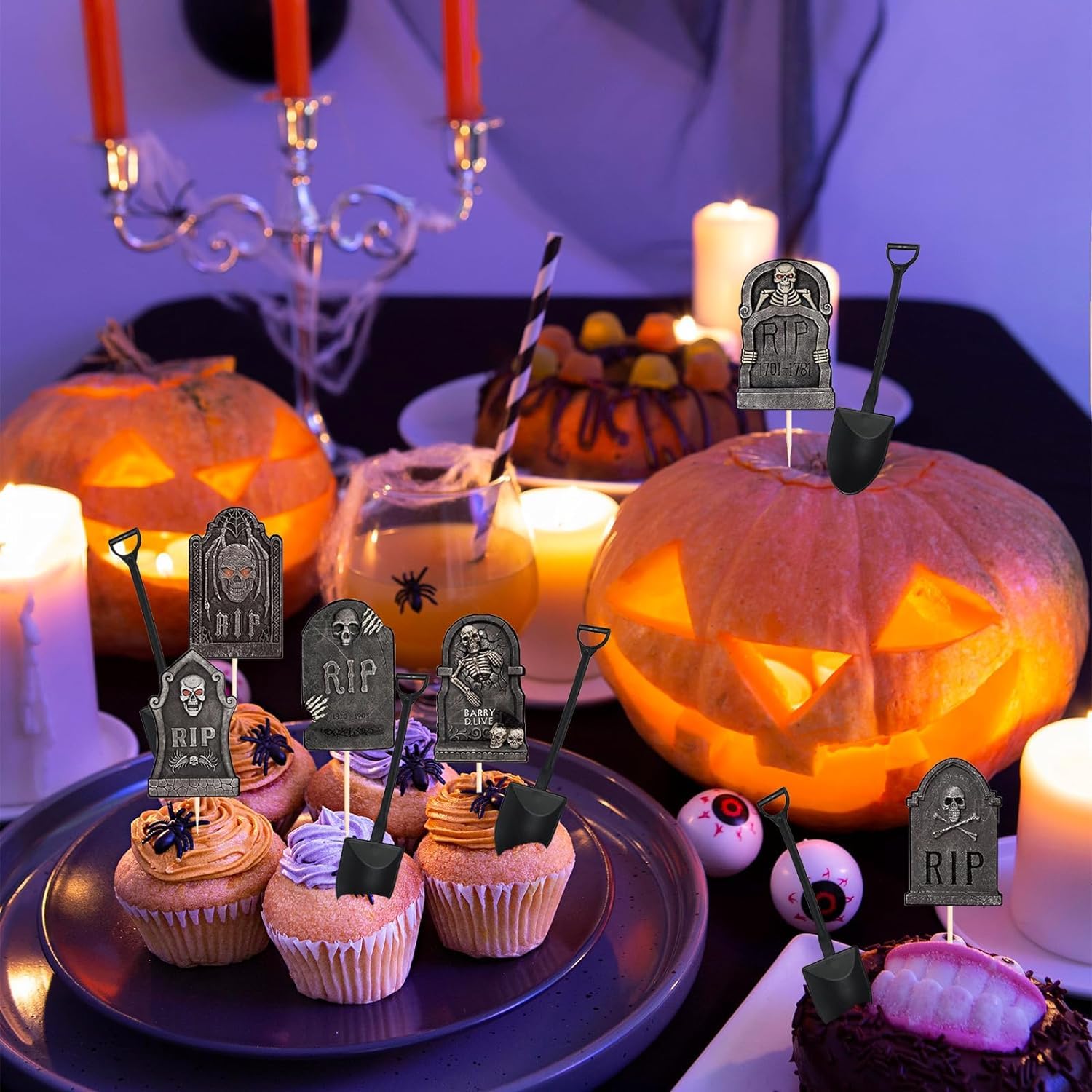 Kit De 24 Toppers Halloween Pour Cupcakes Et Gâteaux - Décoration De Fête, Anniversaire, Carnaval - En Papier Résistant