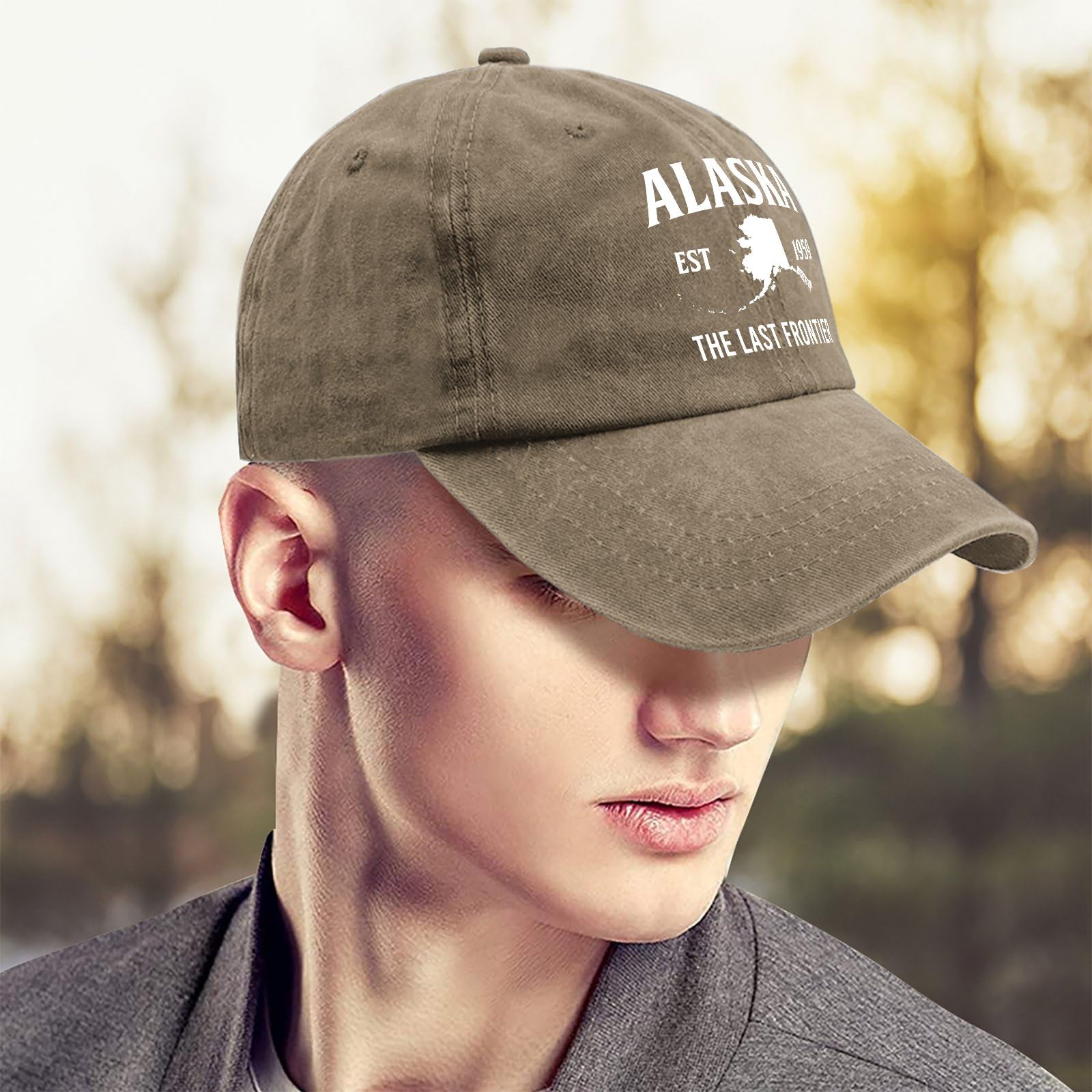Gorra de béisbol Alaska The Last Frontier Dad para hombre, gorra de béisbol vintage ajustable, pigmento caqui 4