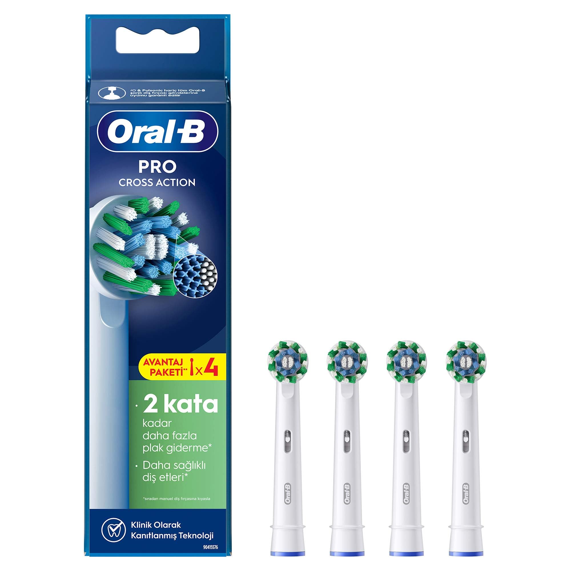 Oral-B Pro Series 1 Mavi Elektrikli Diş Fırçası, 1 Diş Fırçası Başlığı, Braun Tasarımı + Oral-B Cross Action X-Filament Şarjlı Diş Fırçası Yedek Başlığı 4 Adet