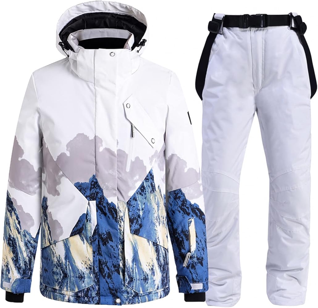 スキー/スノーボードウェア ホワイト/ブルー チェック柄 Amazon.co.jp