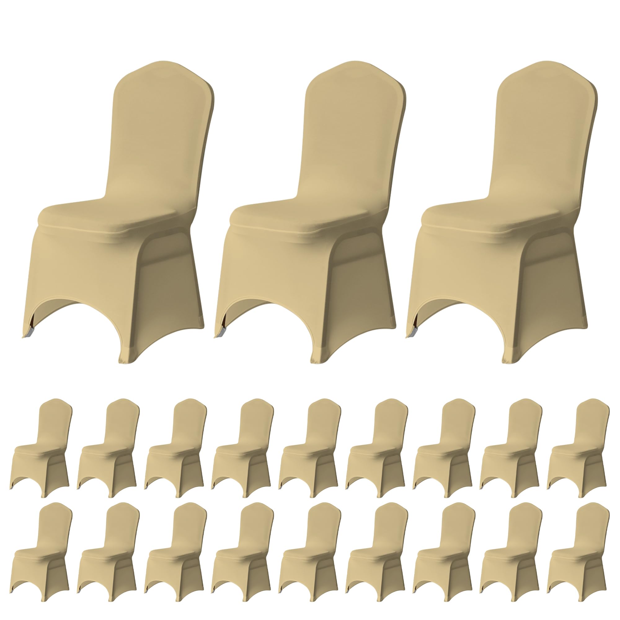 Trimming Shop Champagne Wedding Chair Covers Set of 40, Spandex Polyester Stretch Removable Washable Universal Slipcovers for Wedding Banquet, Dining Party & Events