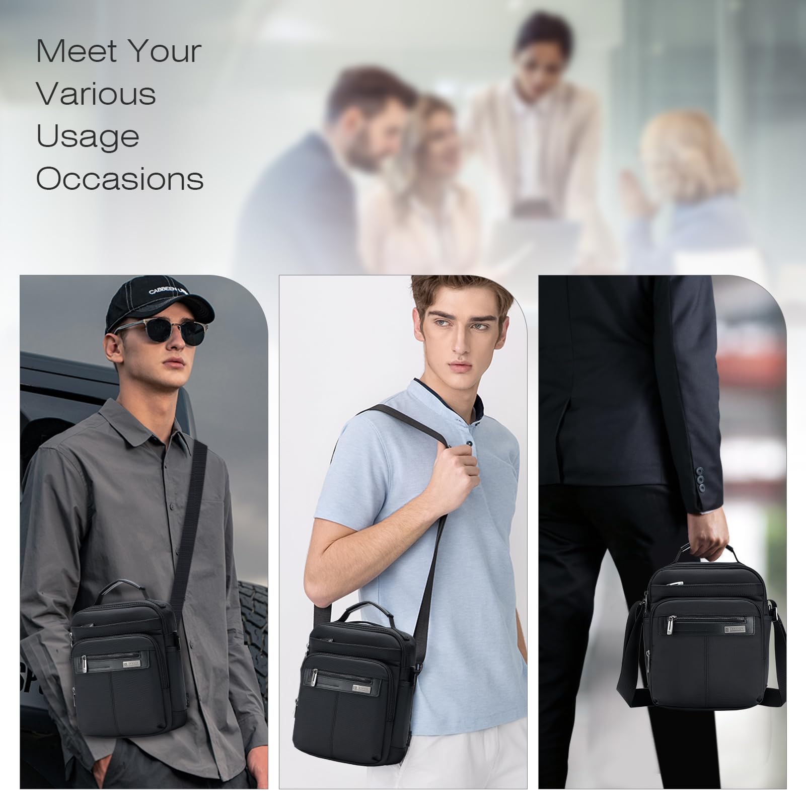 SPAHER Borsa Uomo Tracolla Borsello Ipad Impermeabile, Lavoro Tablet
