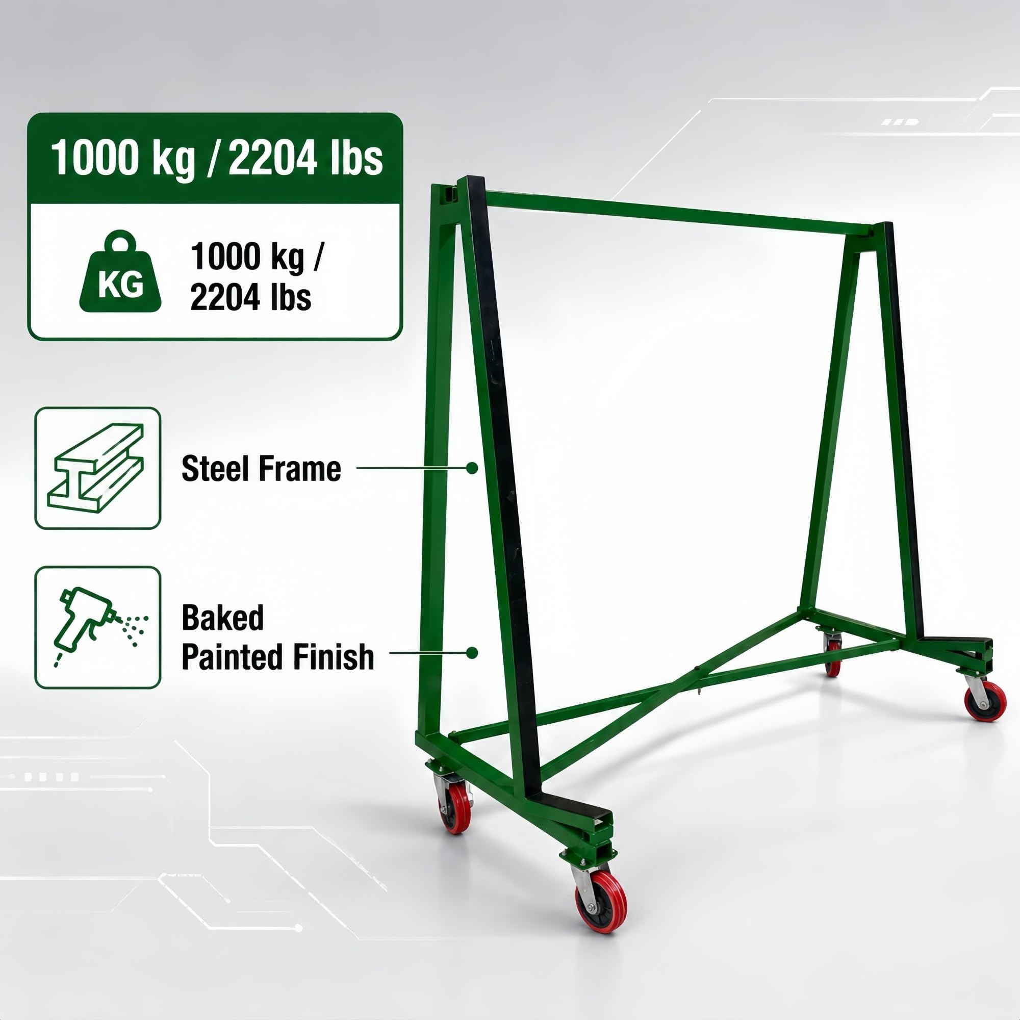 Zerlegbarer Plattenwagen for Gipskarton, Glas und Stein | Vollgummiräder mit wählbarer Bremskonfiguration(8 in 2-Brake)