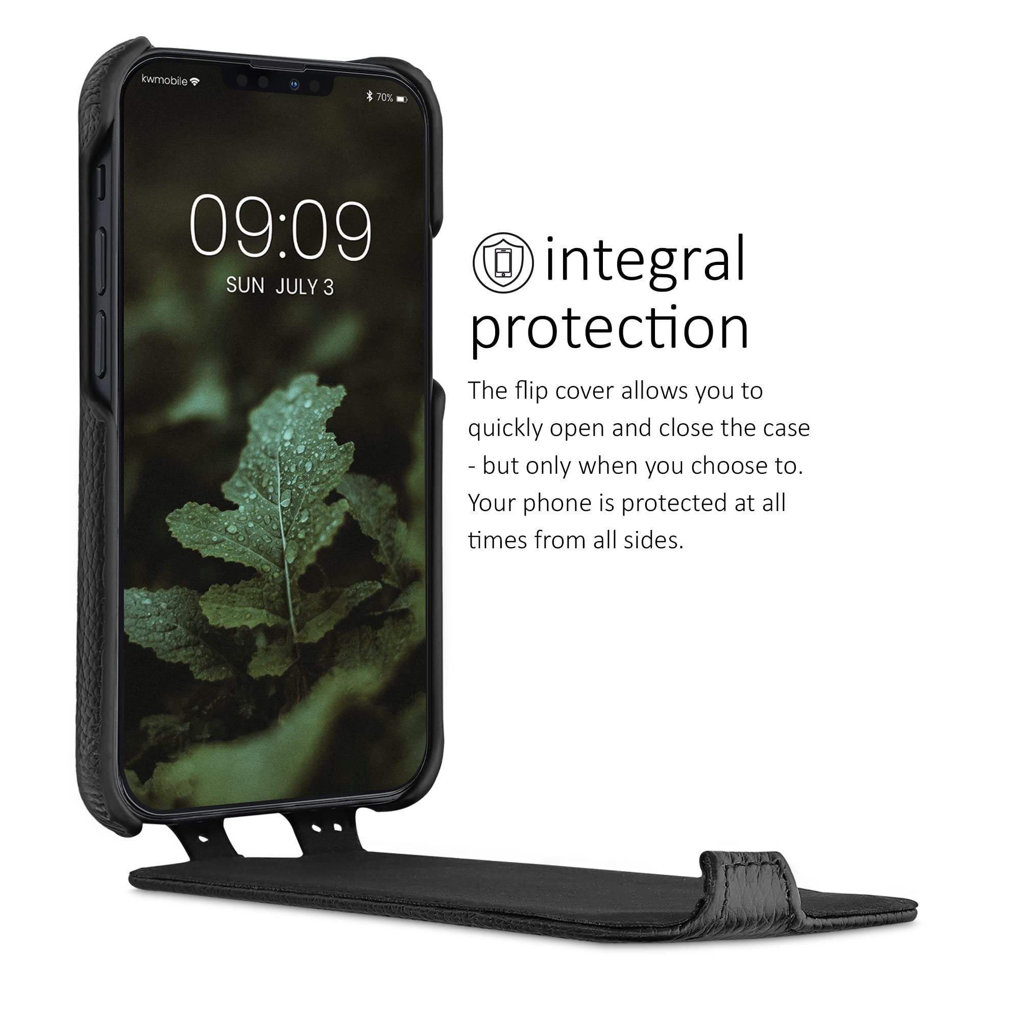 kalibri Custodia a Flip Ultra Slim Custodia compatibile con Apple iPhone 13 mini - Pelle Custodia protettiva Case in nero