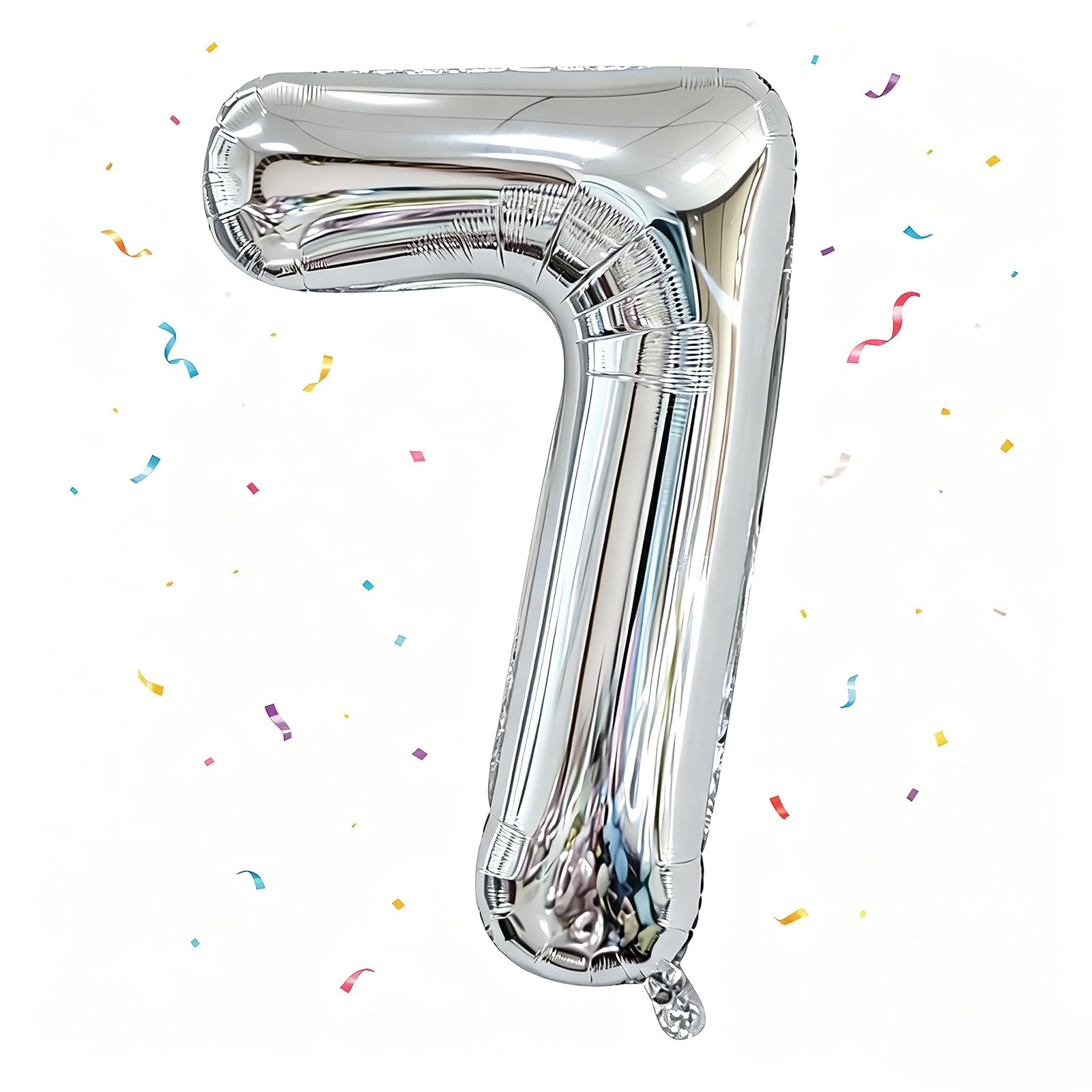 Smlpuame 40 Inch Silver Number 7 Balloon,7th Birthday Decoration Boys Girls — image 1