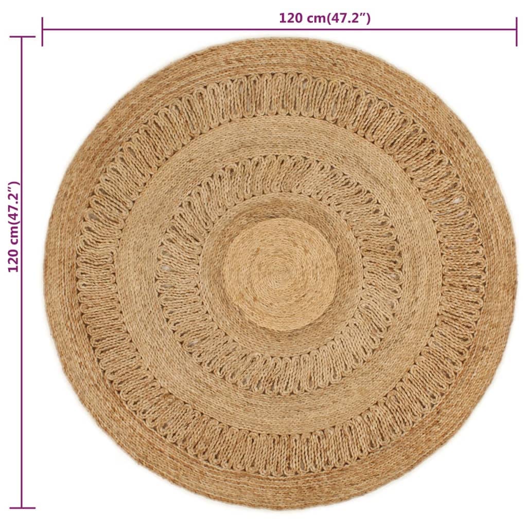 Dywan dekoracyjny ręcznie pleciony jutowy 120 cm okrągły dywan
