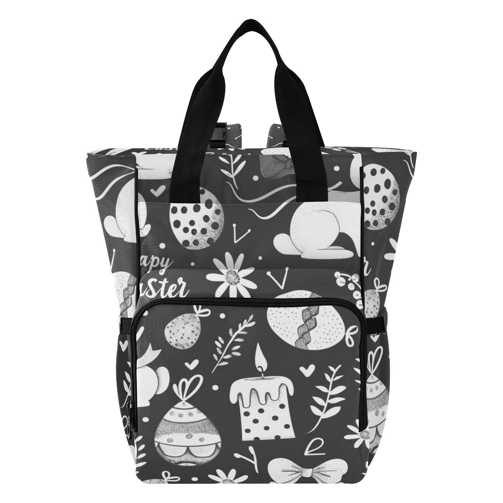 Baby Essentials torba na pieluchy czarny cue zajączki wielkanocne