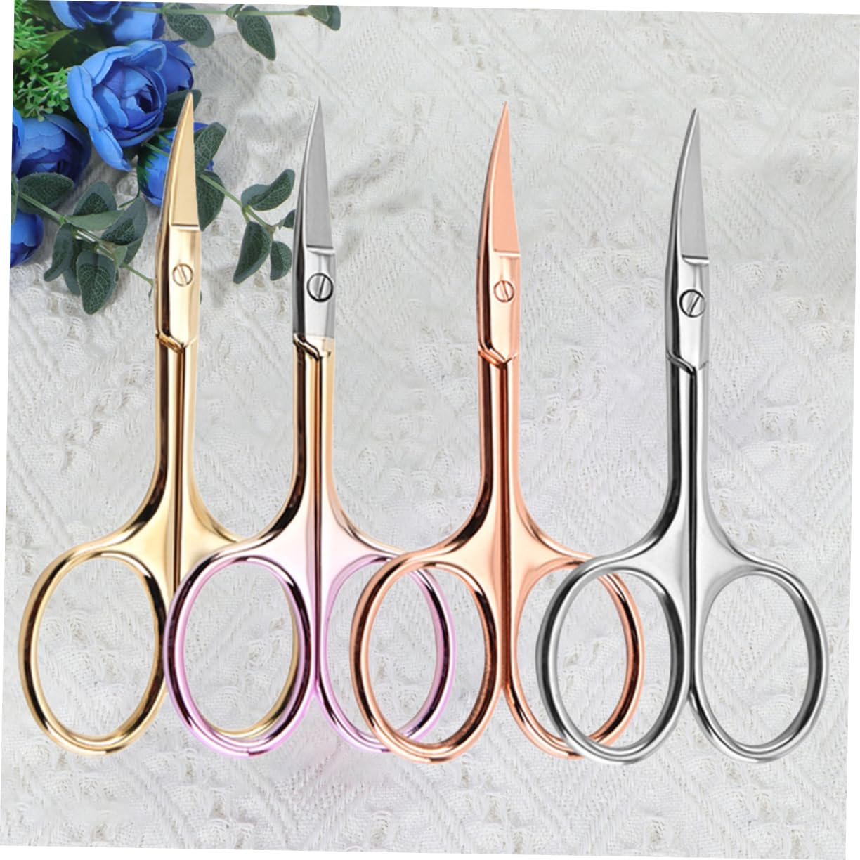 FRCOLOR Lot de 12 ciseaux à barbe pour couper les sourcils, ciseaux à nez incurvés, ciseaux pour poils de nez pour hommes, barbe, nez de beauté, inoxydable, chien, visage, coude, homme