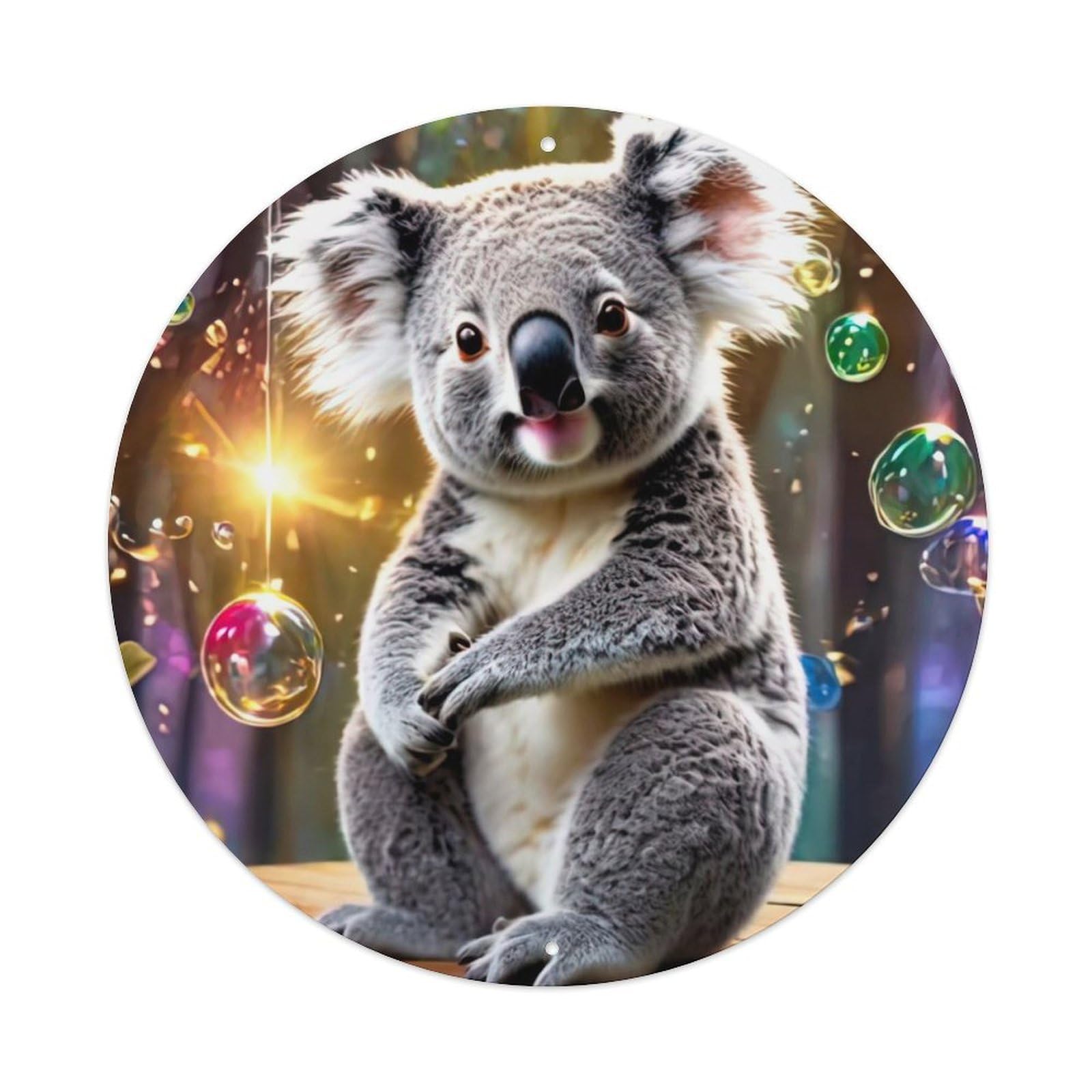 Wildlife Artwork Koala And Bubbles Metal Tin Sign