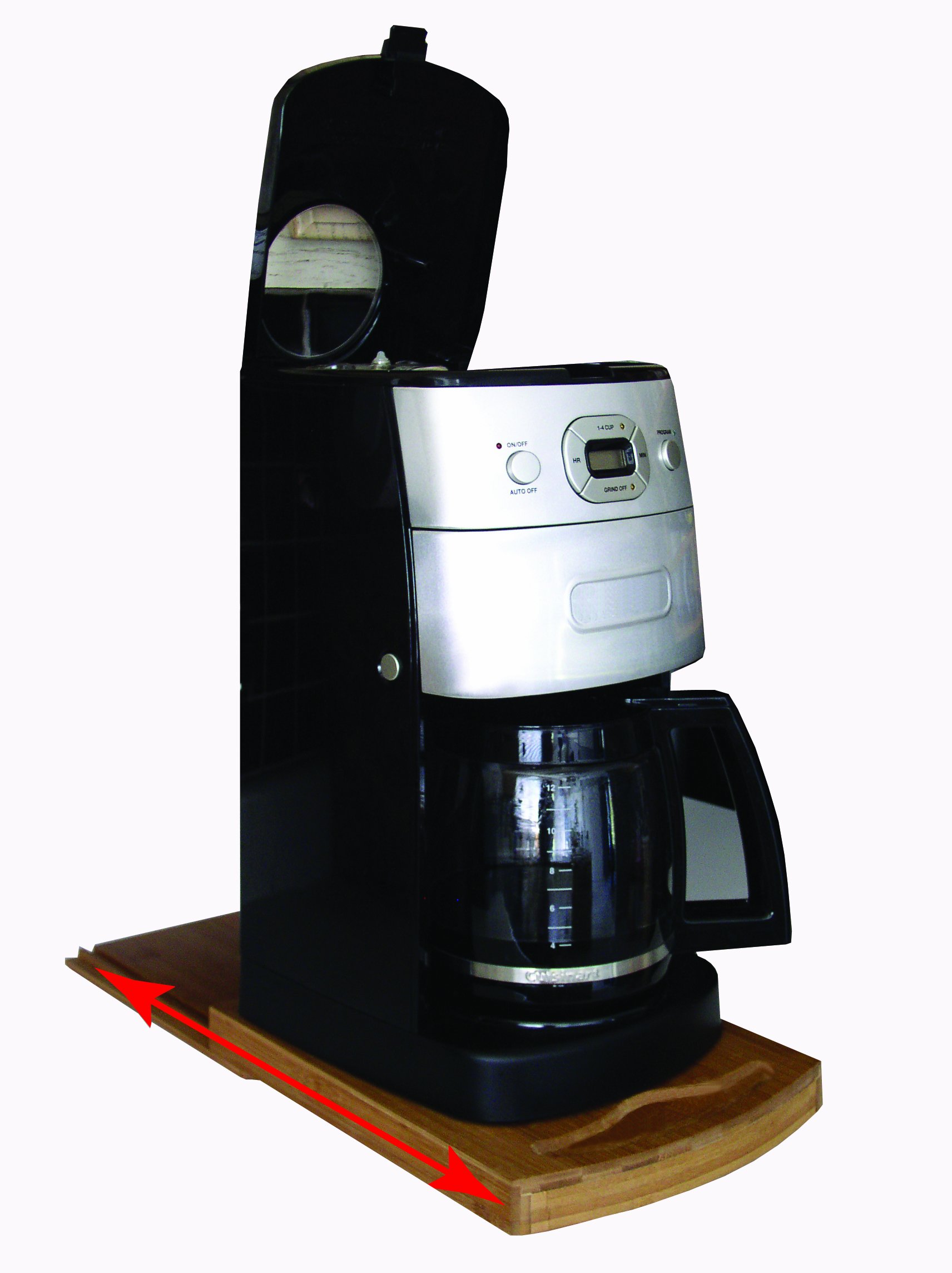 DR. ORGANIZERBamboo Appliance Caddy, Slide Out Rolling Tray for Kitchen Appliances, Coffee Stations, and More